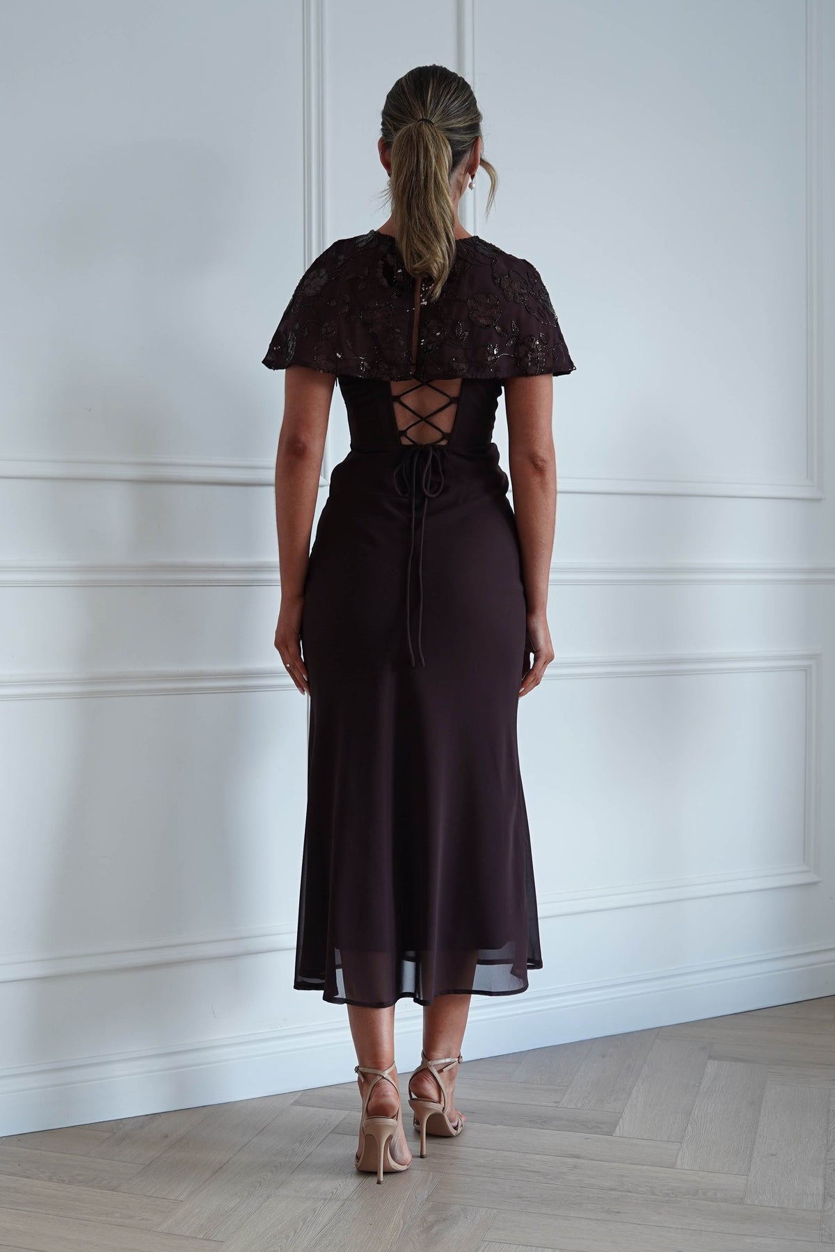 Oh Hello Clothing Women > Clothing > Dresses Fatima Sequin Cape Maxi Dress | BROWN (Copy)