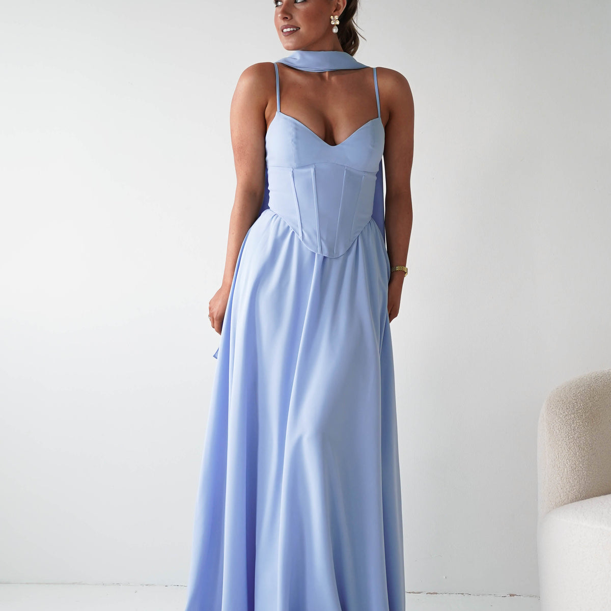Felicity Lace Up Corset Maxi Dress
