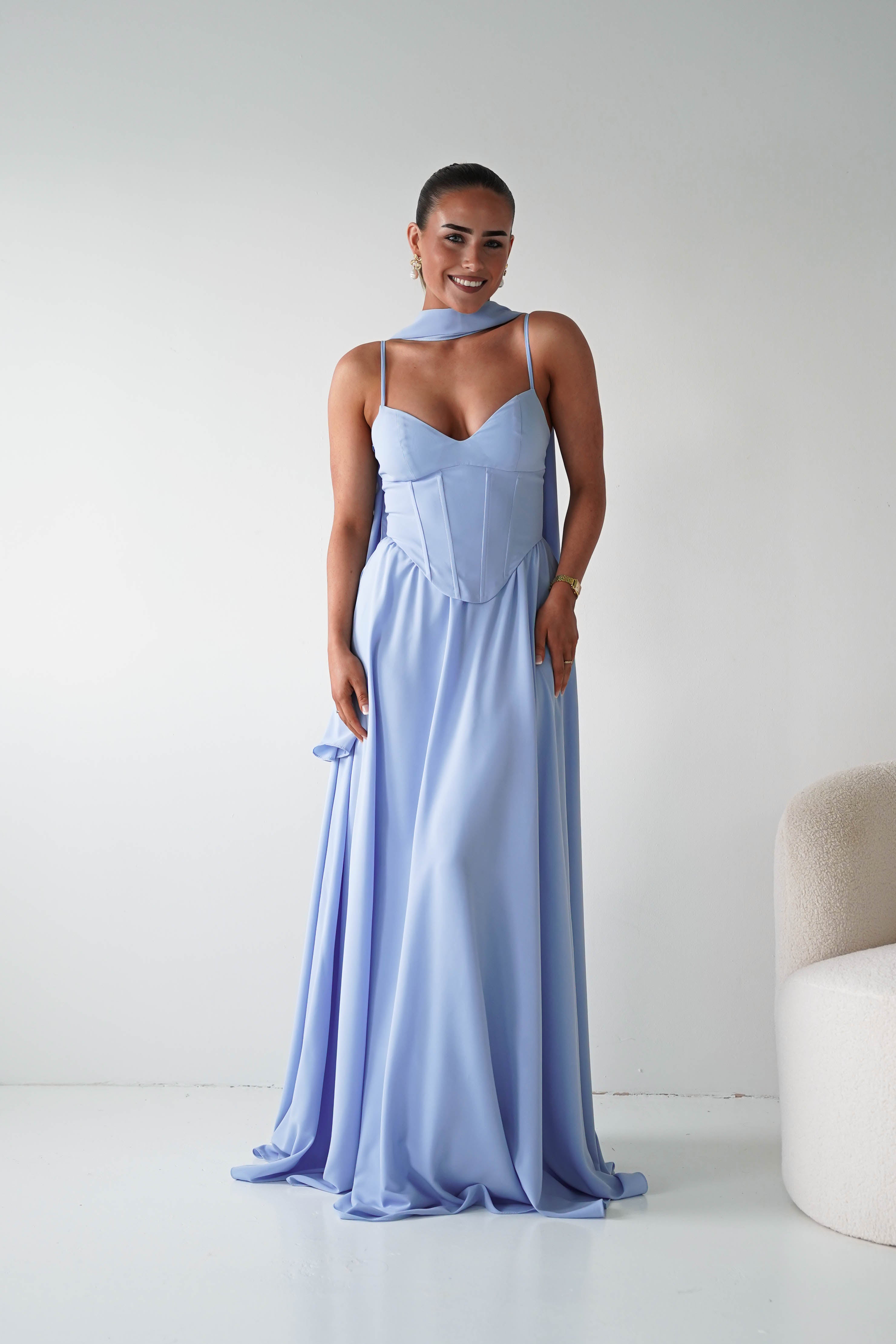 Oh Hello Clothing Dresses > Prom Dresses Felicity Lace Up Corset Maxi Dress | Blue