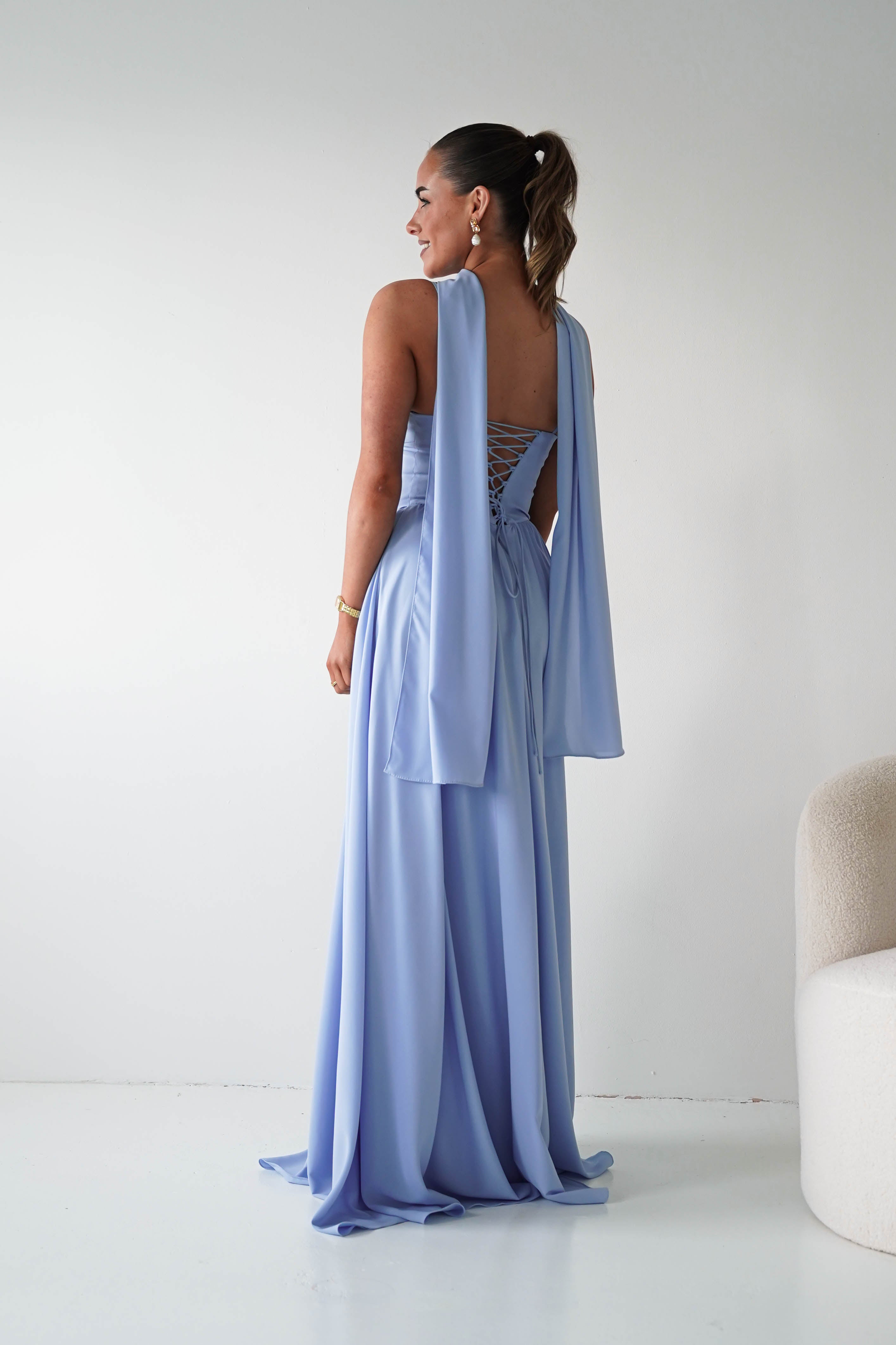 Oh Hello Clothing Dresses > Prom Dresses Felicity Lace Up Corset Maxi Dress | Blue