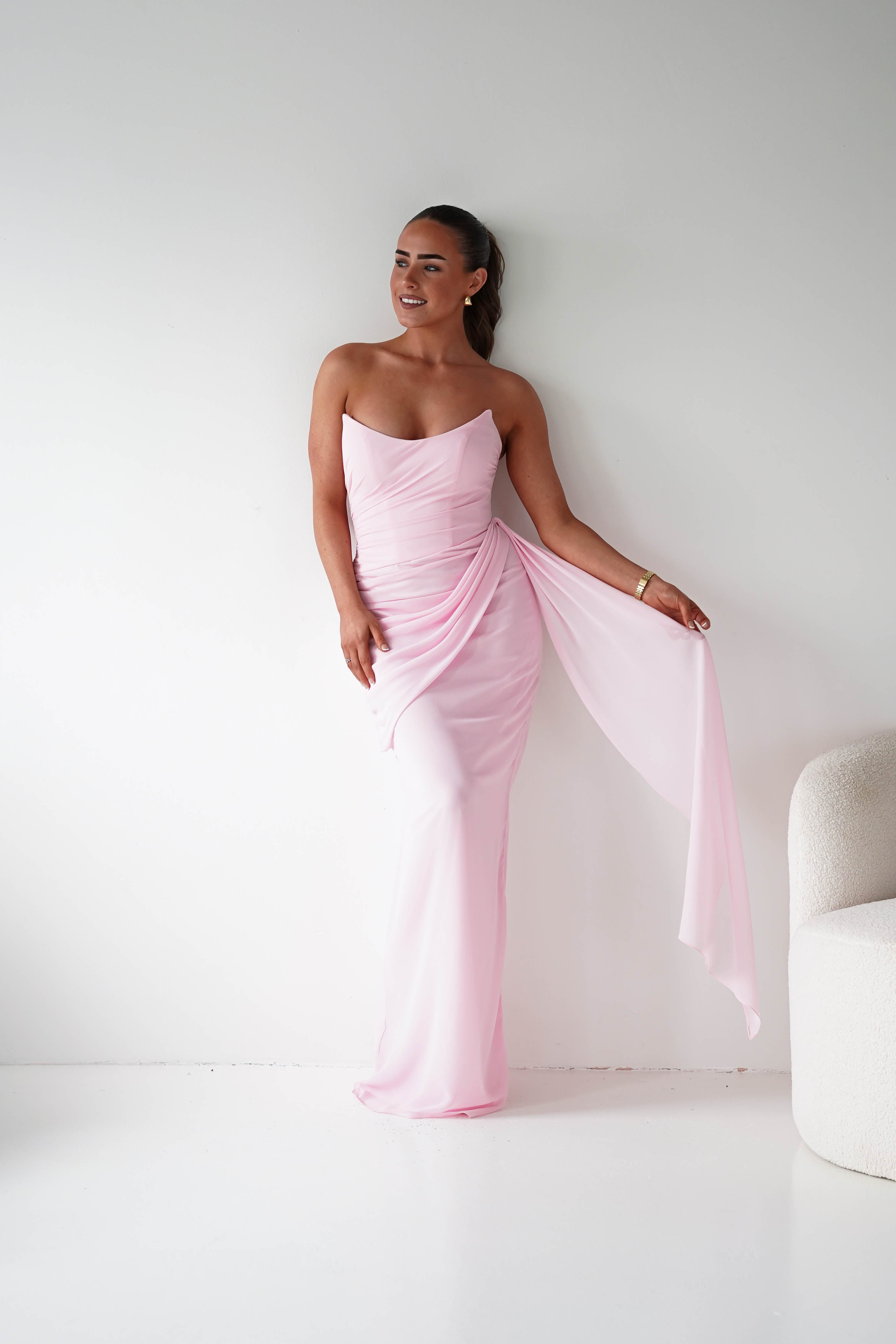 Oh Hello Clothing Women > Clothing > Dresses Finn Strapless Draped Maxi Dress | Pink