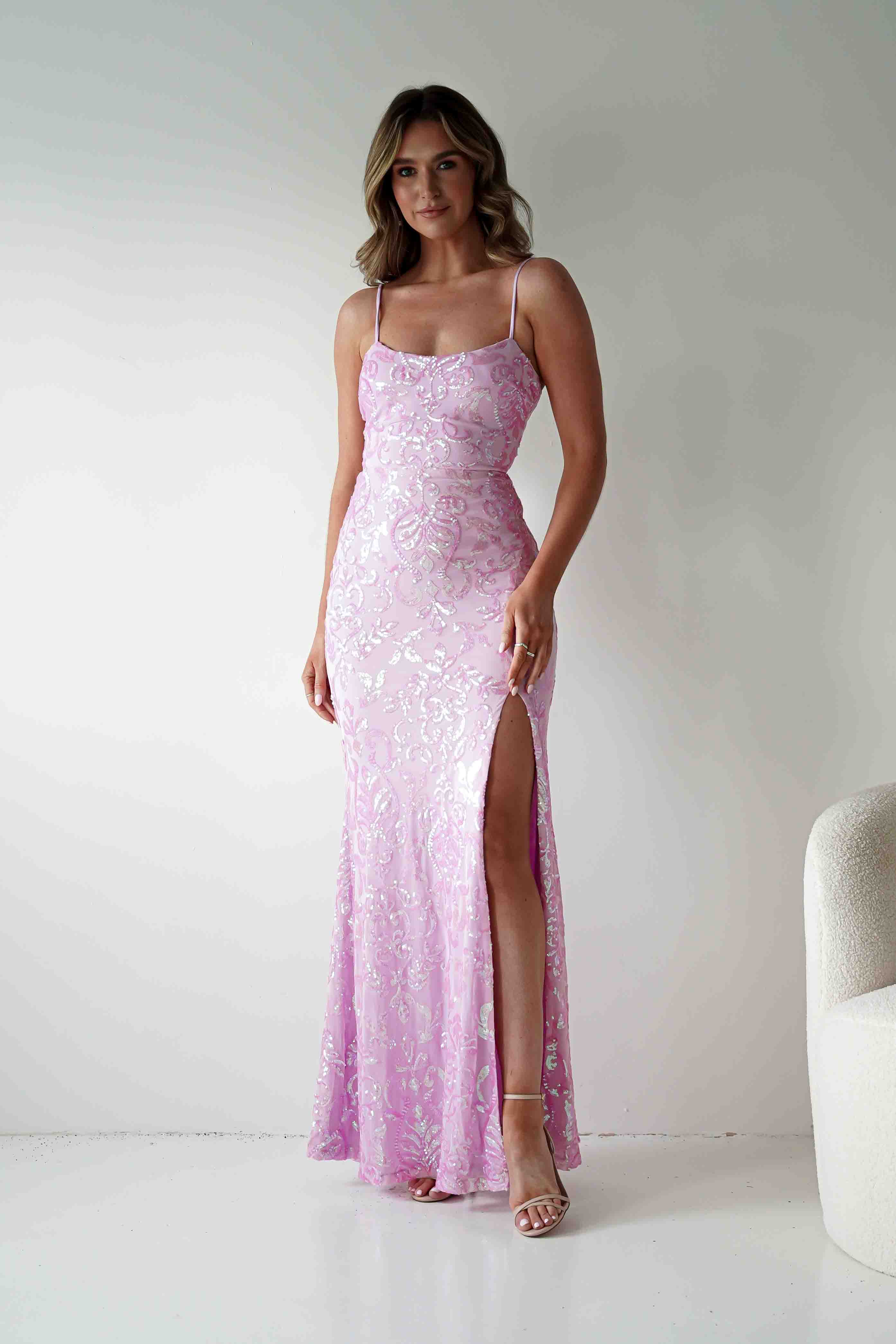 Oh Hello Clothing Dresses > Prom Dresses Gabby Sequin Bodycon Maxi Gown | Pink