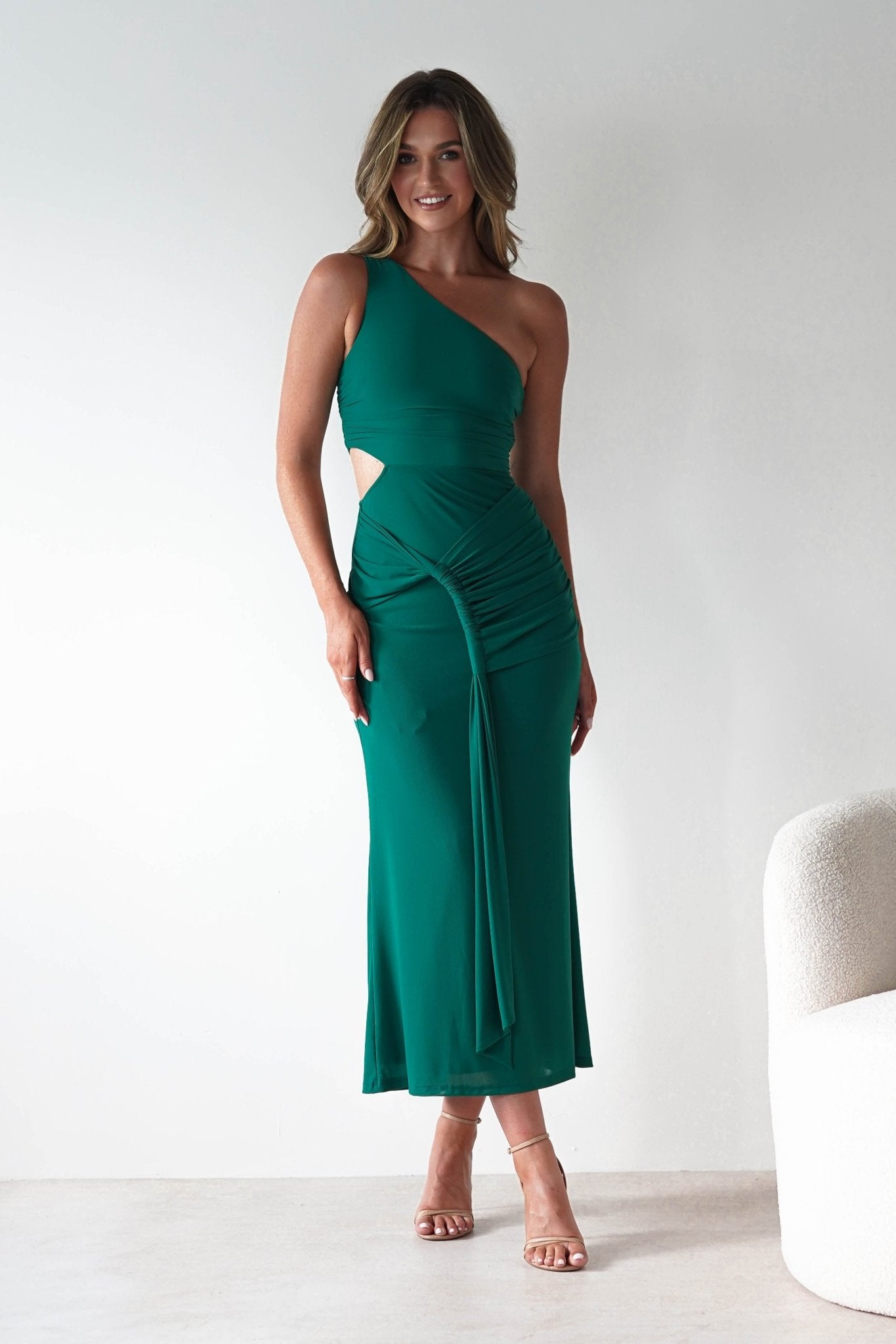 Georgia Mesh Midaxi Dress | Forest Green | Oh Hello Clothing | XS (6)