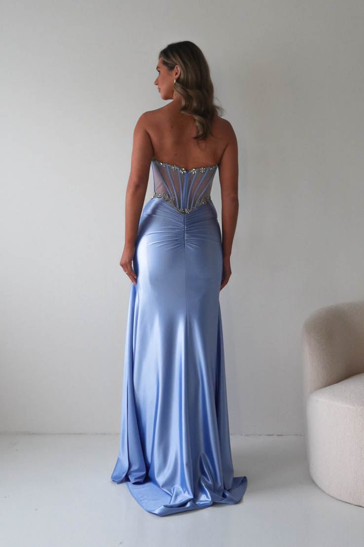 Oh Hello Clothing Dresses 1*DONE - CINDERALLA-C169 BLUE Embellished Satin Evening Gown (Copy)