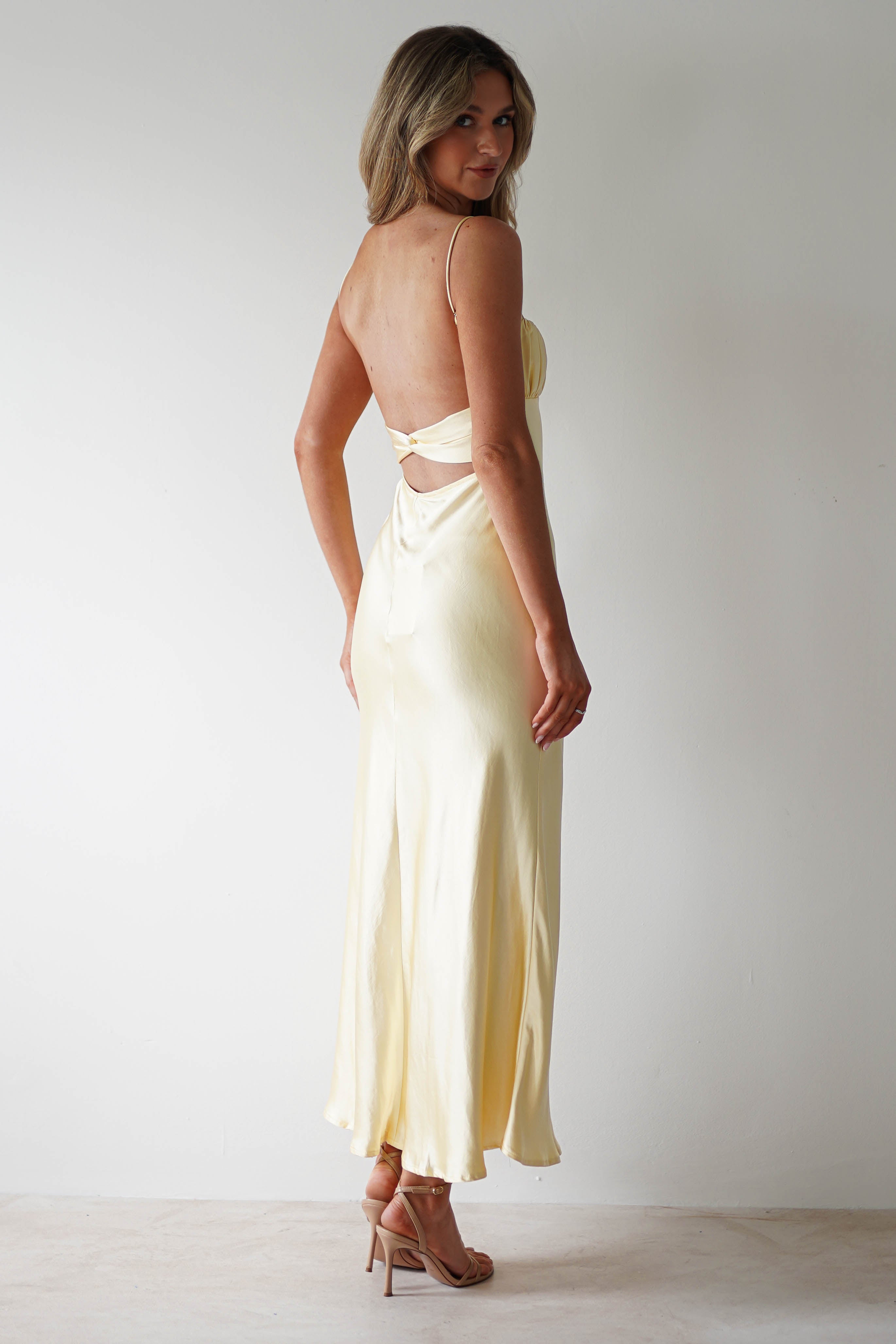 Grace Soft Satin Maxi Dress | Yellow | Oh Hello Clothing | XS (6)