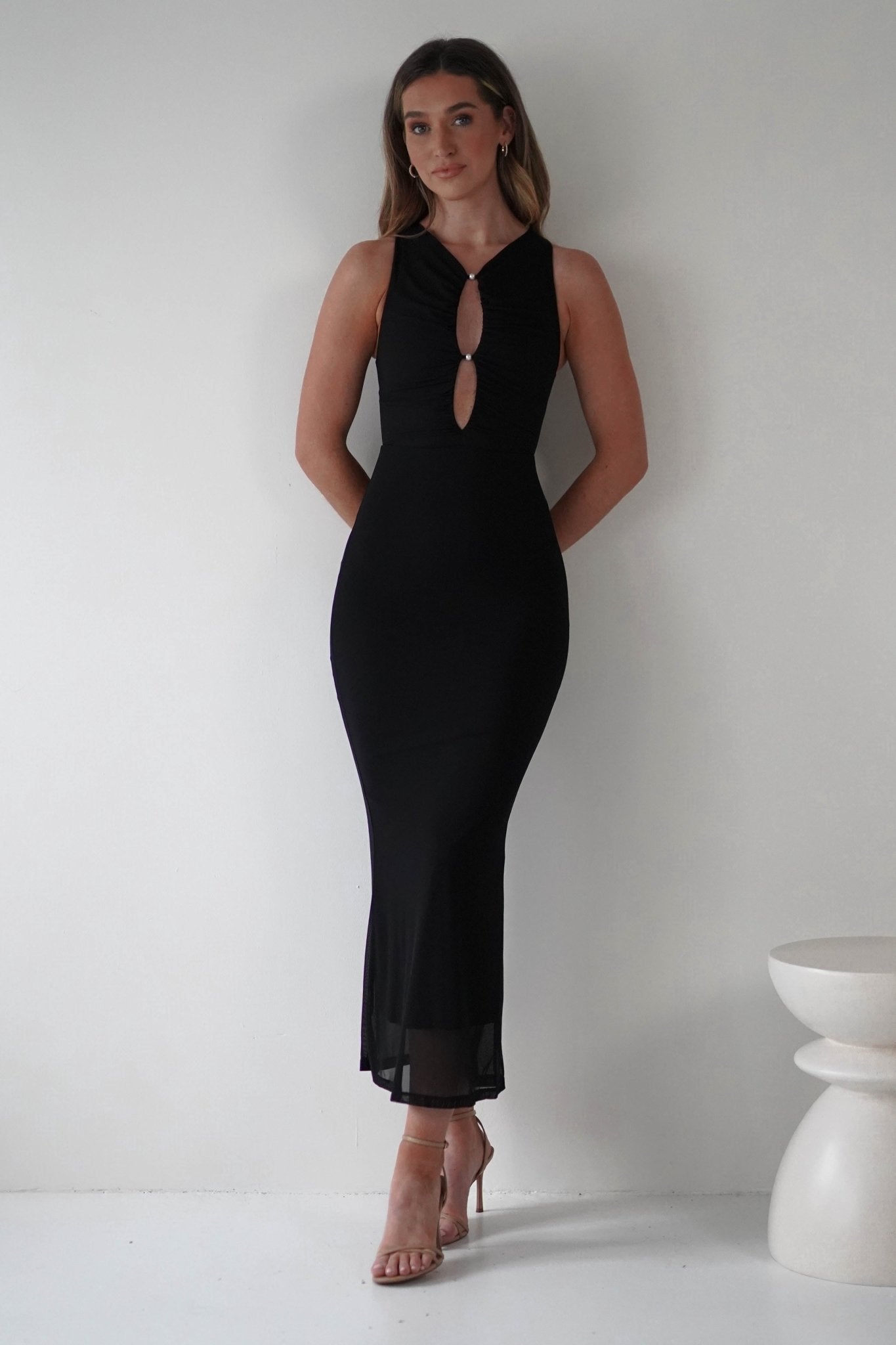 Hallie Mesh Bodycon Maxi Dress | Black | Oh Hello Clothing | XS (6)