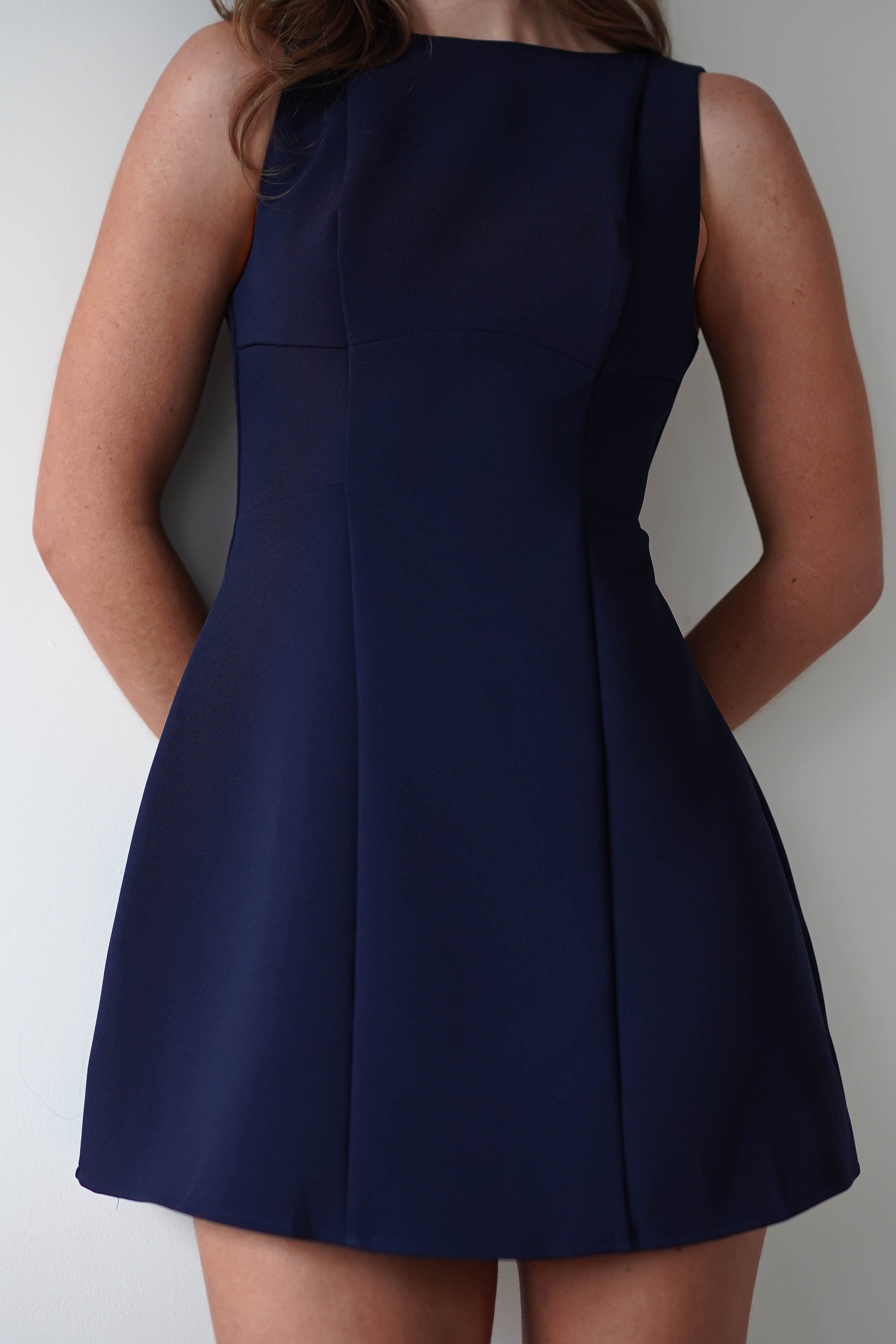 Hannah Structured Mini Dress | Navy | Oh Hello Clothing | XS (6)