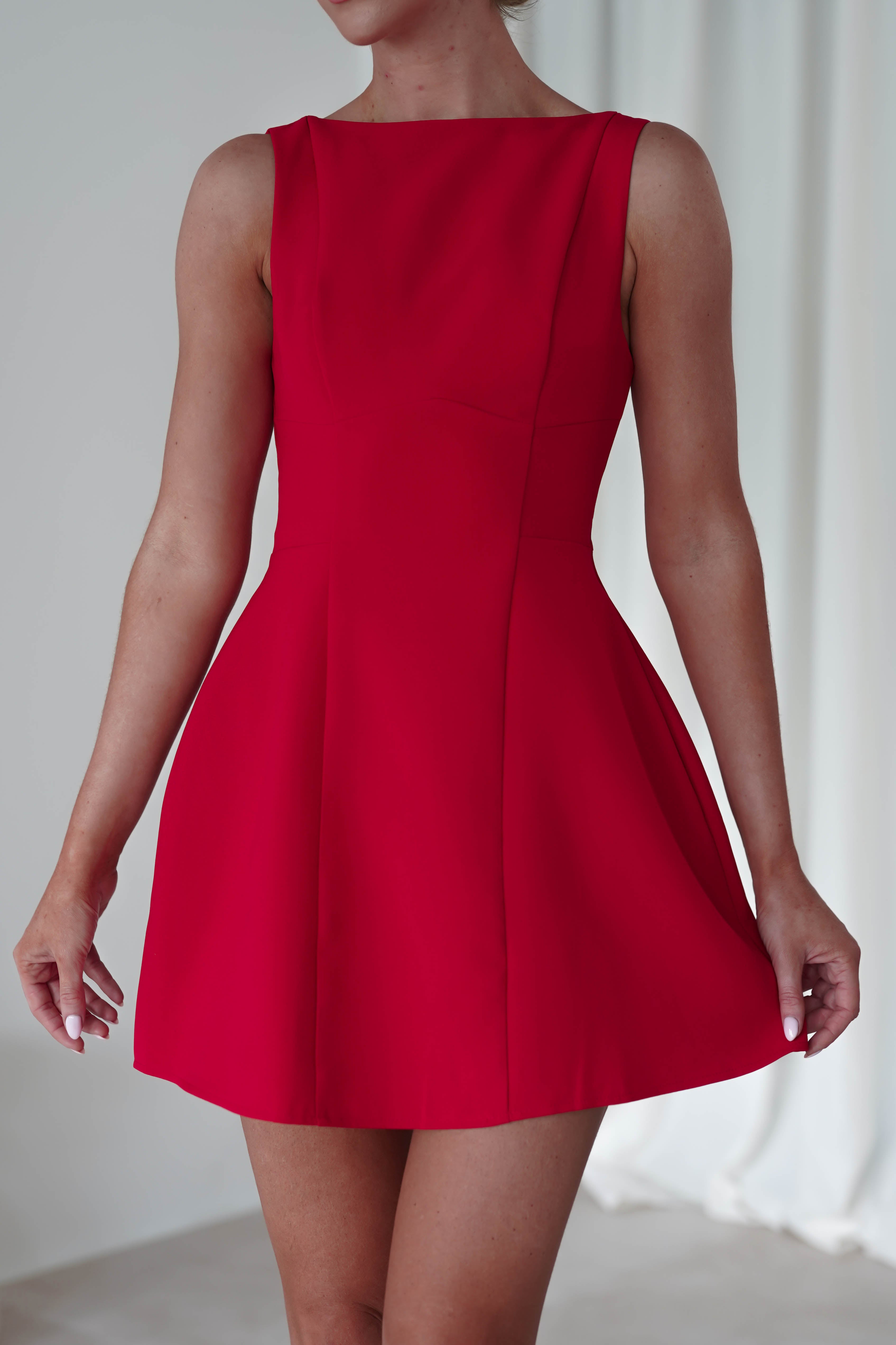Hannah Structured Mini Dress | Red | Oh Hello Clothing | XS (6)