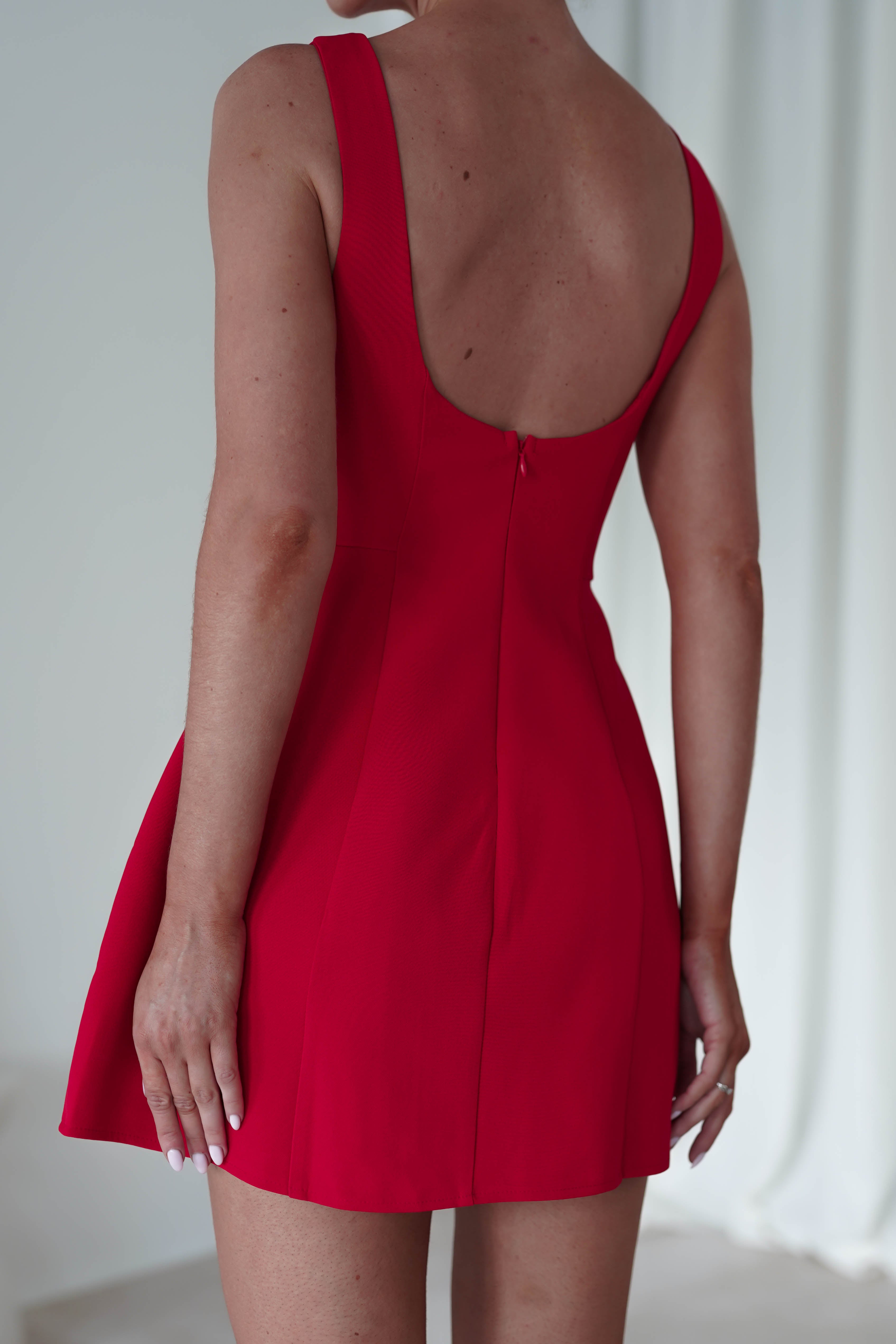 Hannah Structured Mini Dress | Red | Oh Hello Clothing | XS (6)
