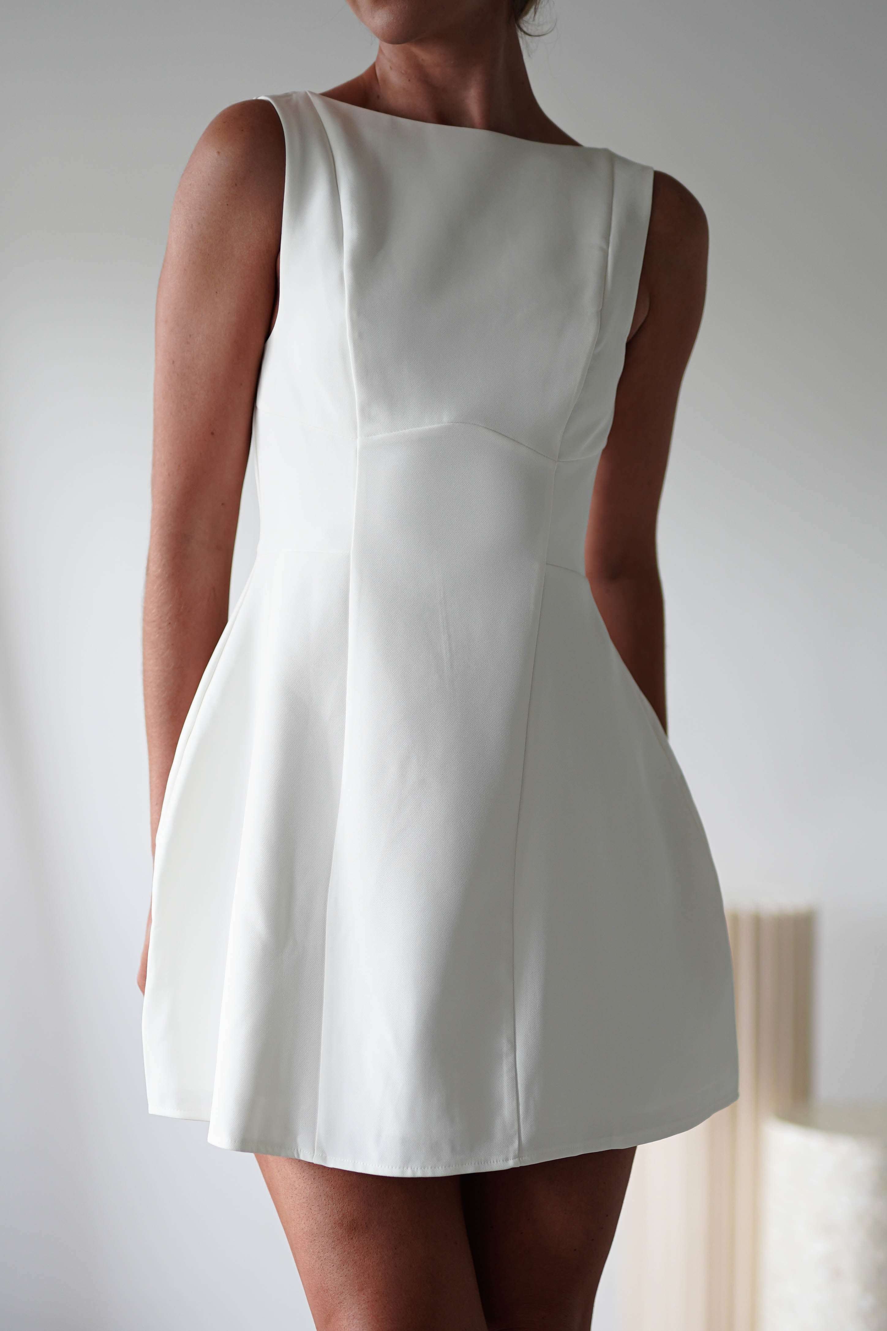 Hannah Structured Mini Dress | White | Oh Hello Clothing | XS (6)