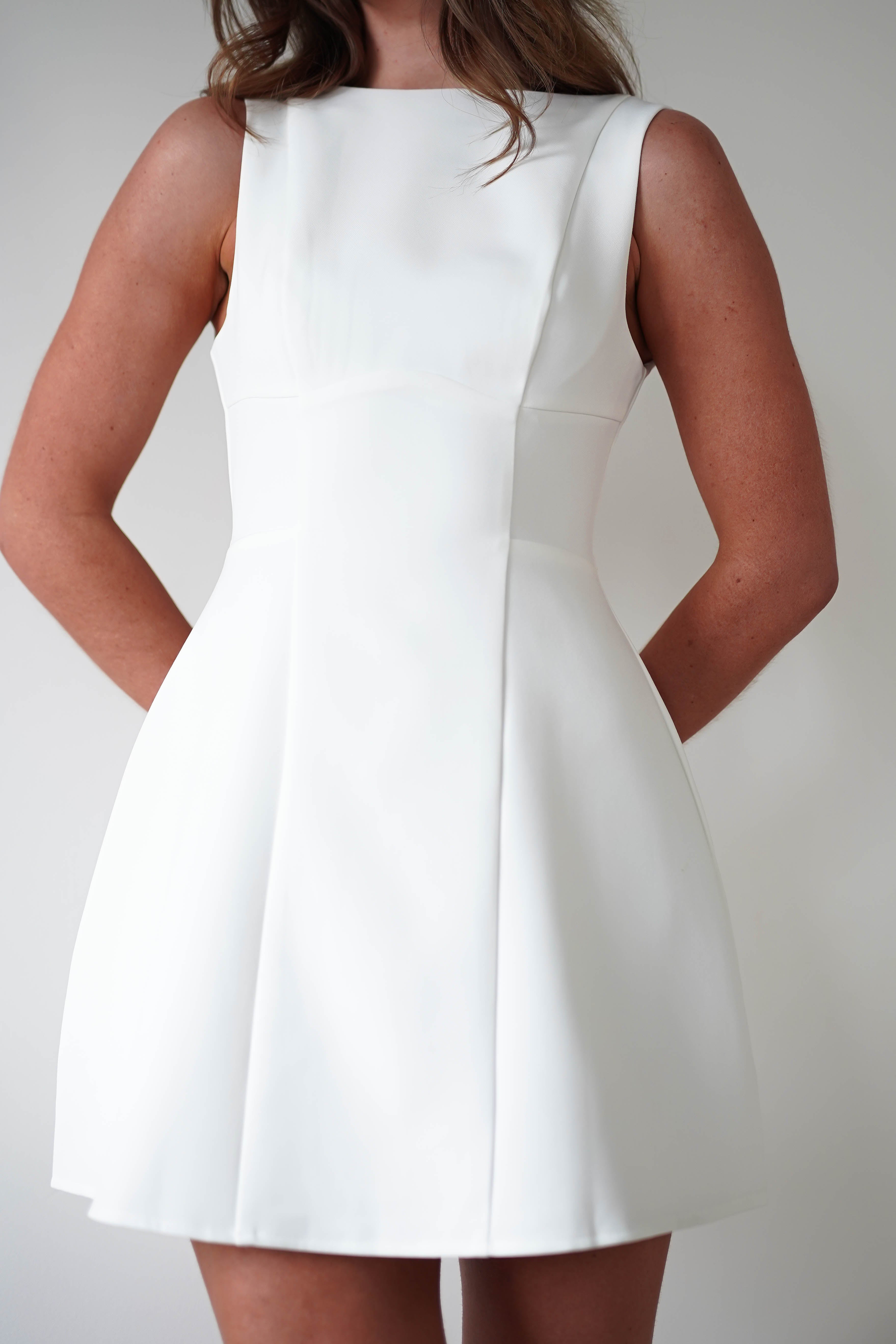 Hannah Structured Mini Dress | White | Oh Hello Clothing | XS (6)