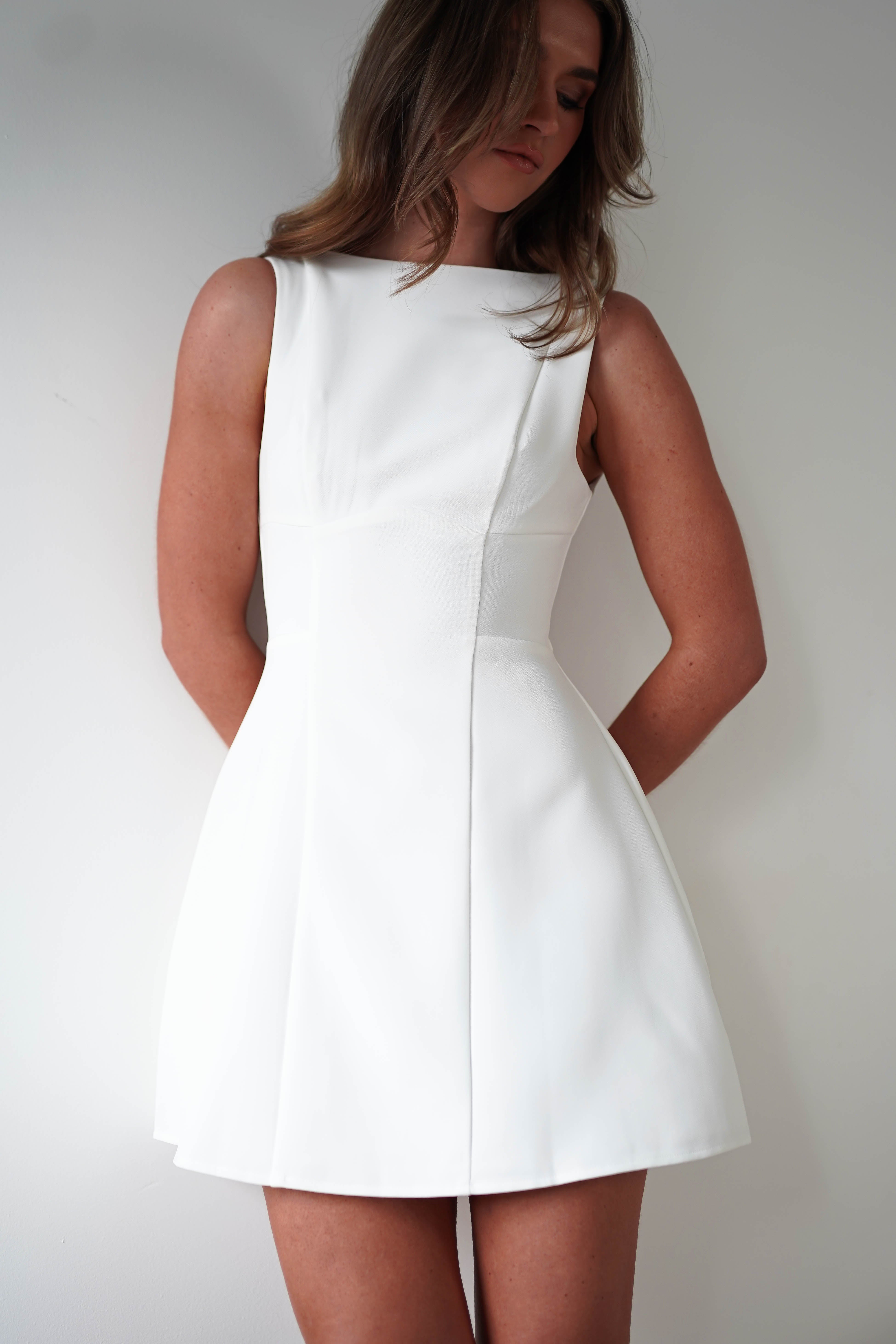 Hannah Structured Mini Dress | White | Oh Hello Clothing | XS (6)