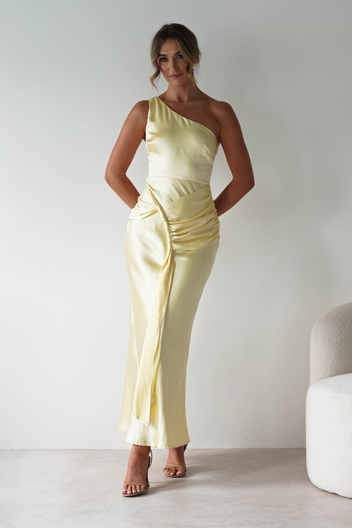 Harissa Soft Satin Maxi Dress | Yellow | Oh Hello Clothing | XS (6)