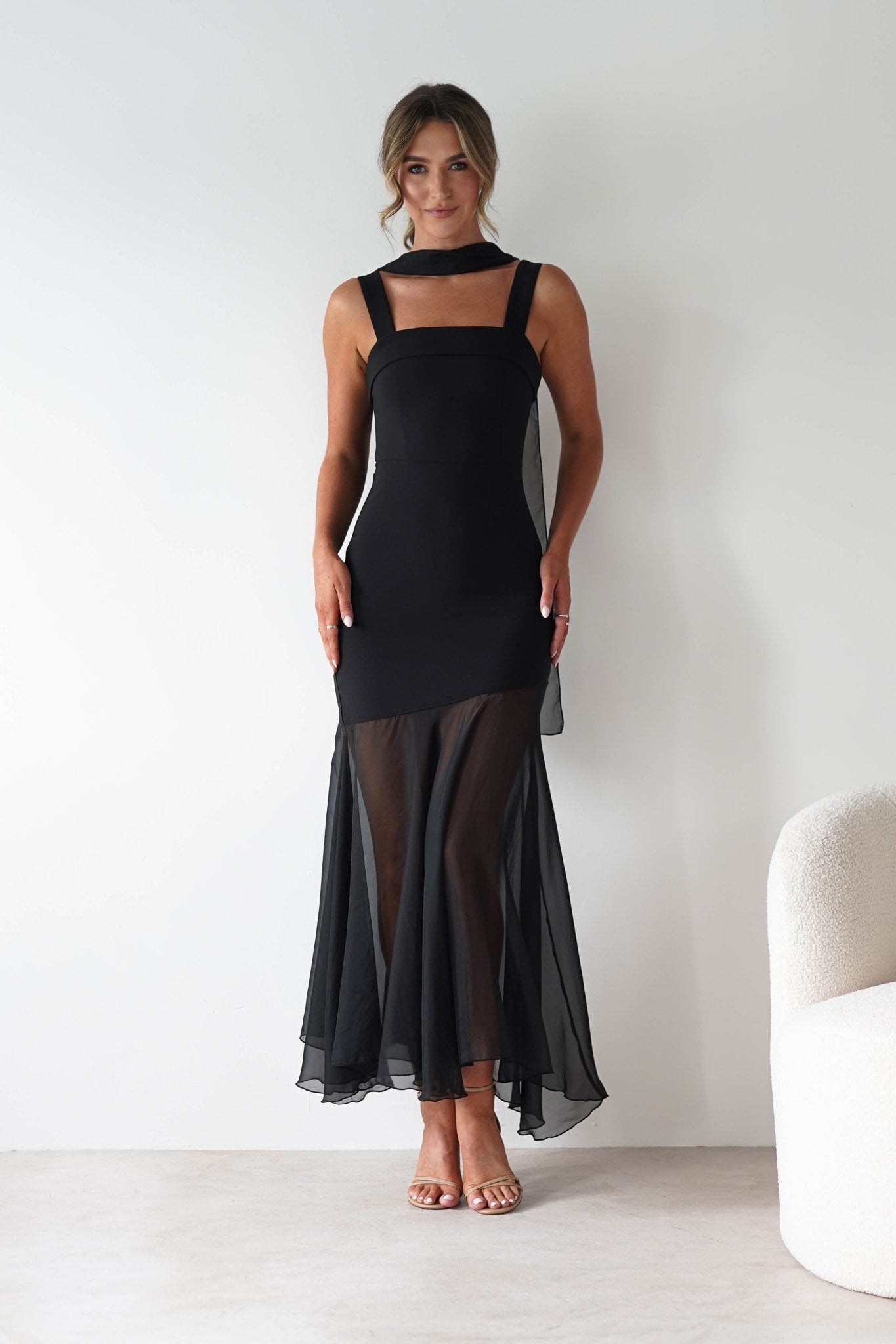 Harmony Square Neck Bodycon Maxi Dress | Black | Oh Hello Clothing | XS (6)