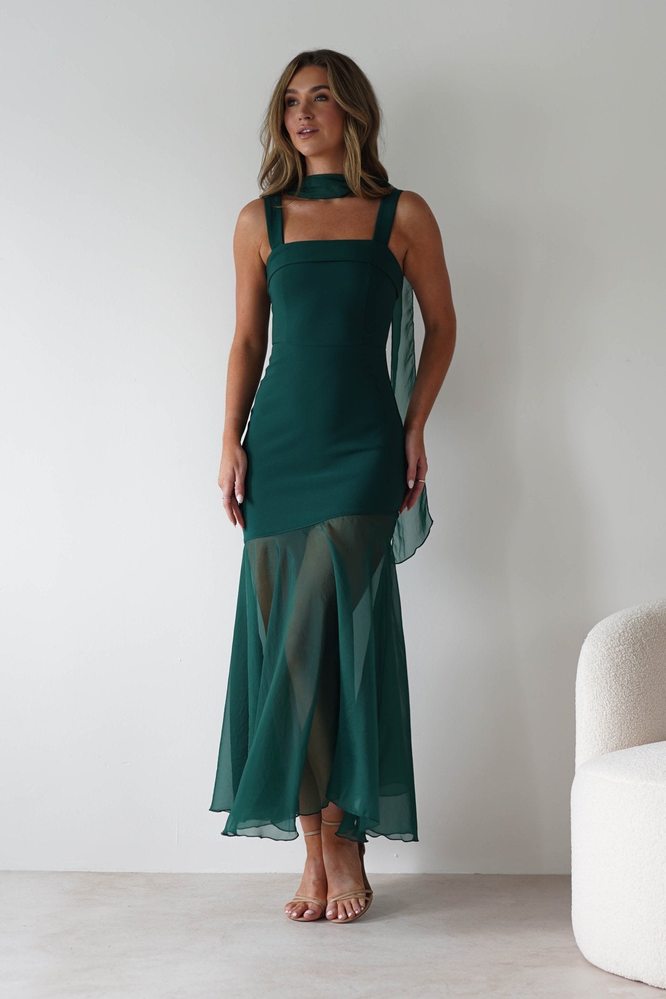 Harmony Square Neck Bodycon Maxi Dress | Dark Green | Oh Hello Clothing | XS (6)