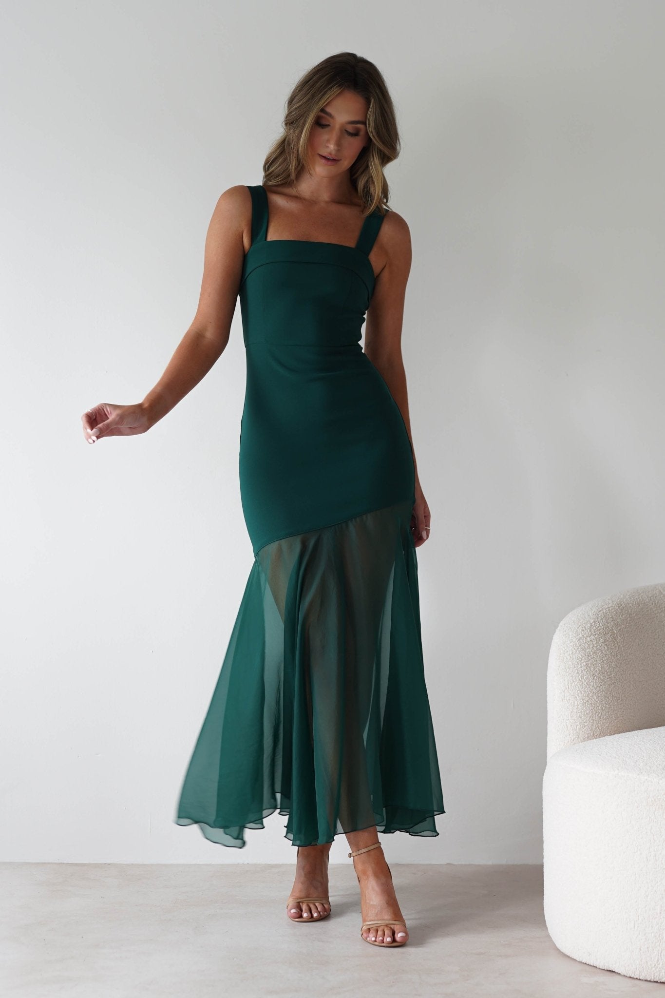 Harmony Square Neck Bodycon Maxi Dress | Dark Green | Oh Hello Clothing | XS (6)