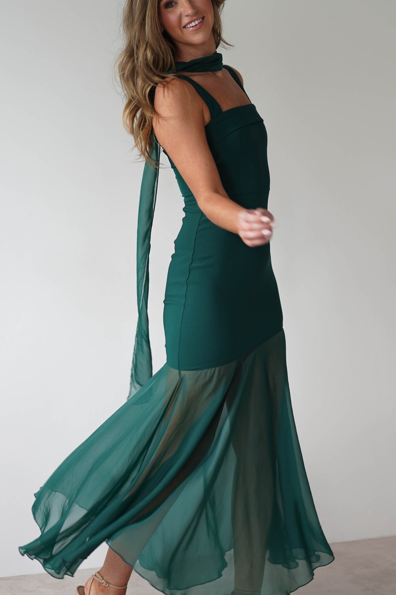Harmony Square Neck Bodycon Maxi Dress | Dark Green | Oh Hello Clothing | XS (6)