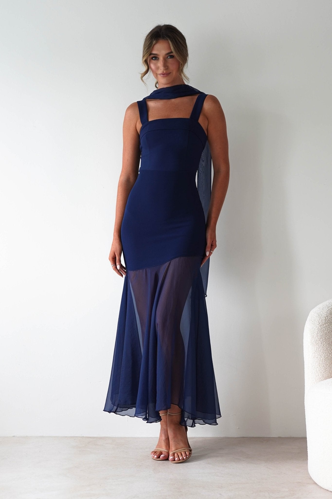 Harmony Square Neck Bodycon Maxi Dress | Navy | Oh Hello Clothing | XS (6)