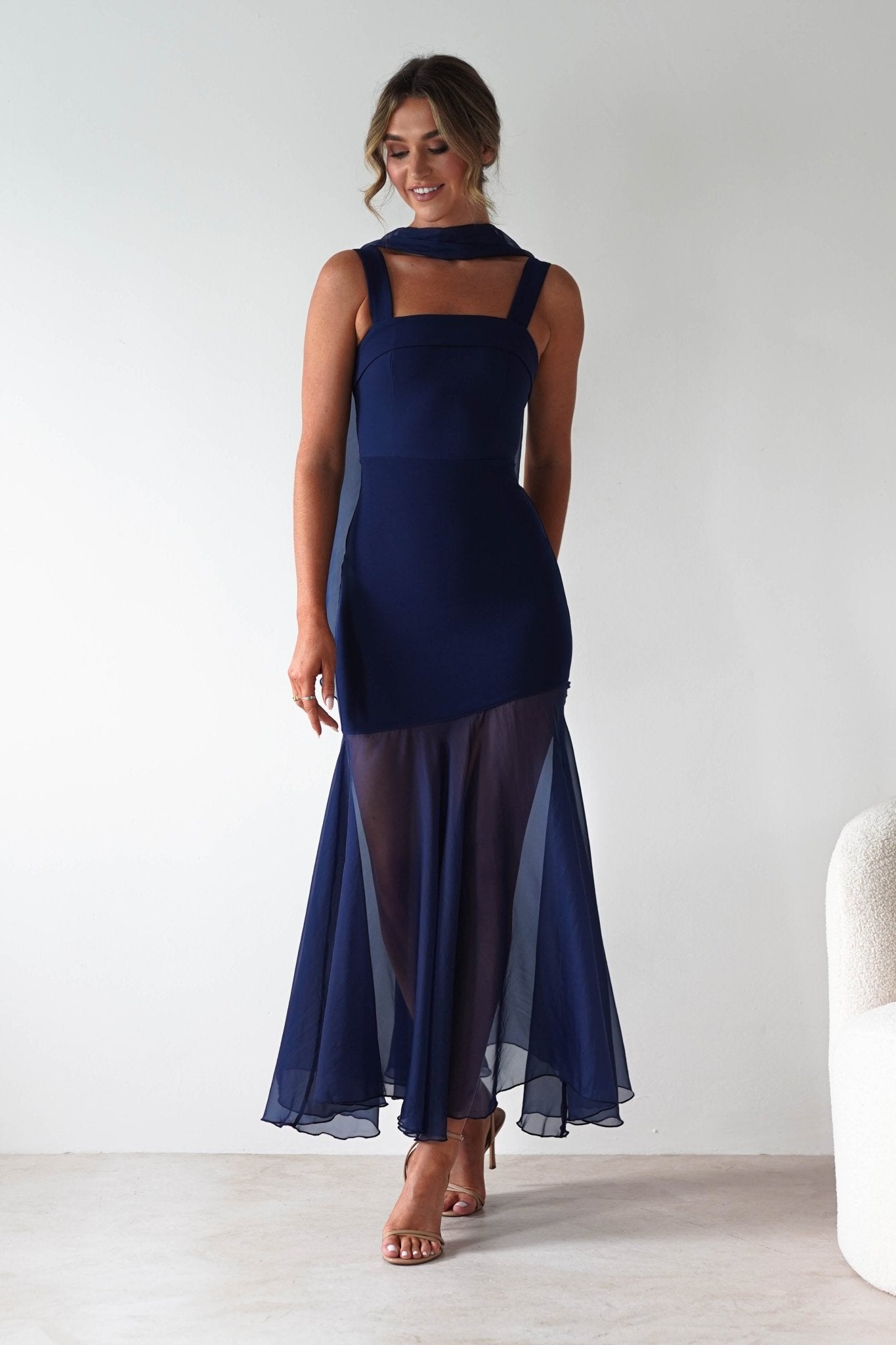 Harmony Square Neck Bodycon Maxi Dress | Navy | Oh Hello Clothing | XS (6)