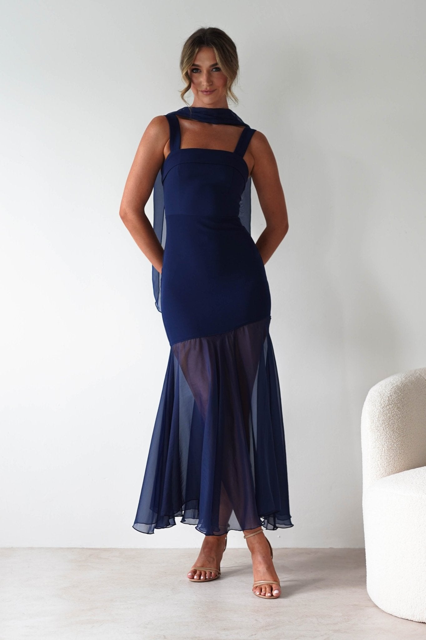 Harmony Square Neck Bodycon Maxi Dress | Navy | Oh Hello Clothing | XS (6)