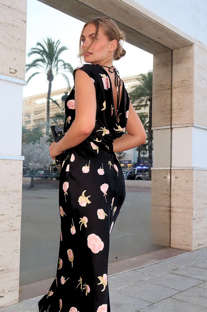 Hazel Soft Floral Maxi Dress | Black | Oh Hello Clothing | XS (6)