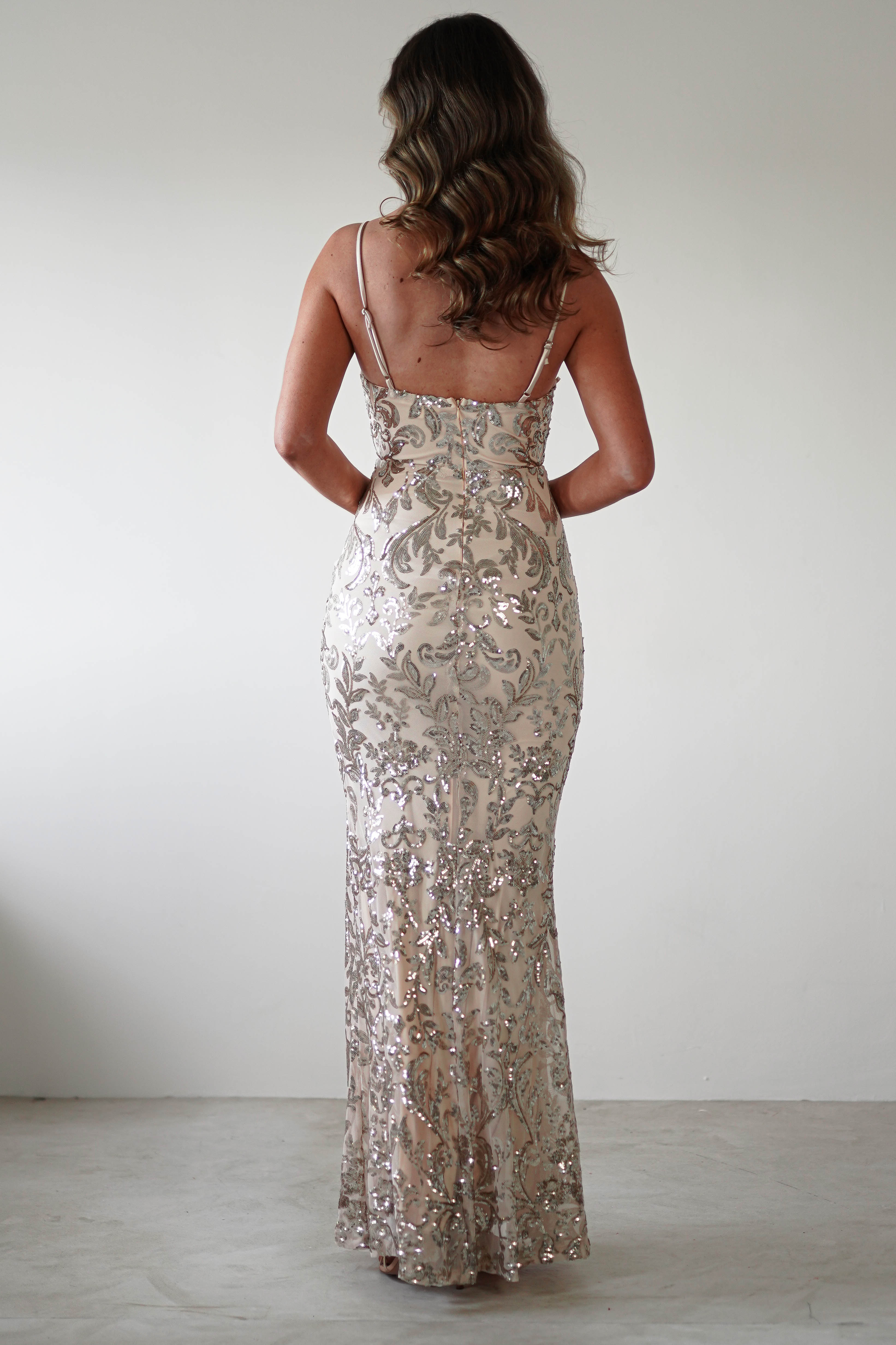 Isabel Sequin Corset Gown | Champagne Gold - Oh Hello Clothing