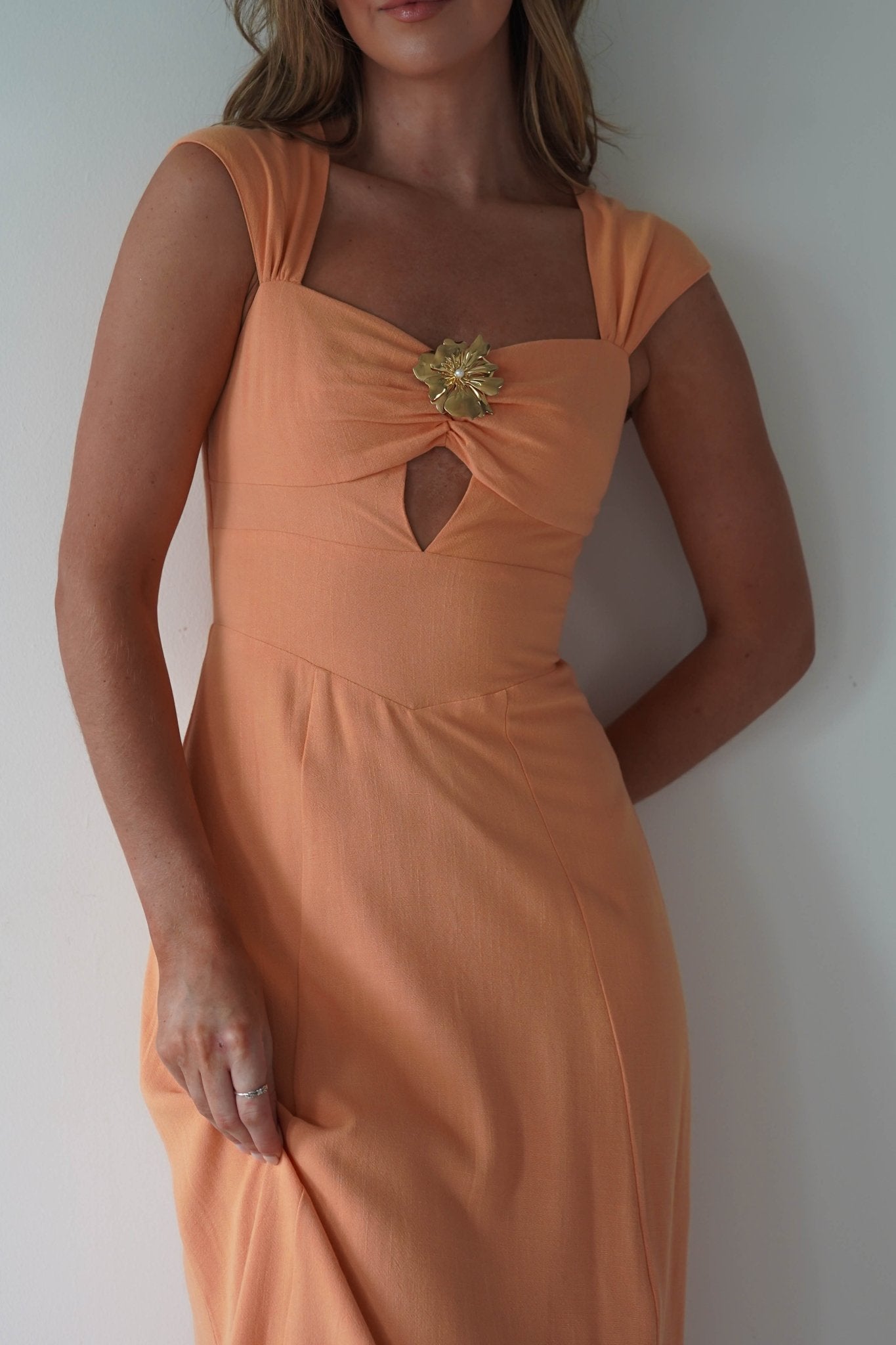 Isadora Linen Skater Maxi Dress | Orange | Oh Hello Clothing | XS (6)