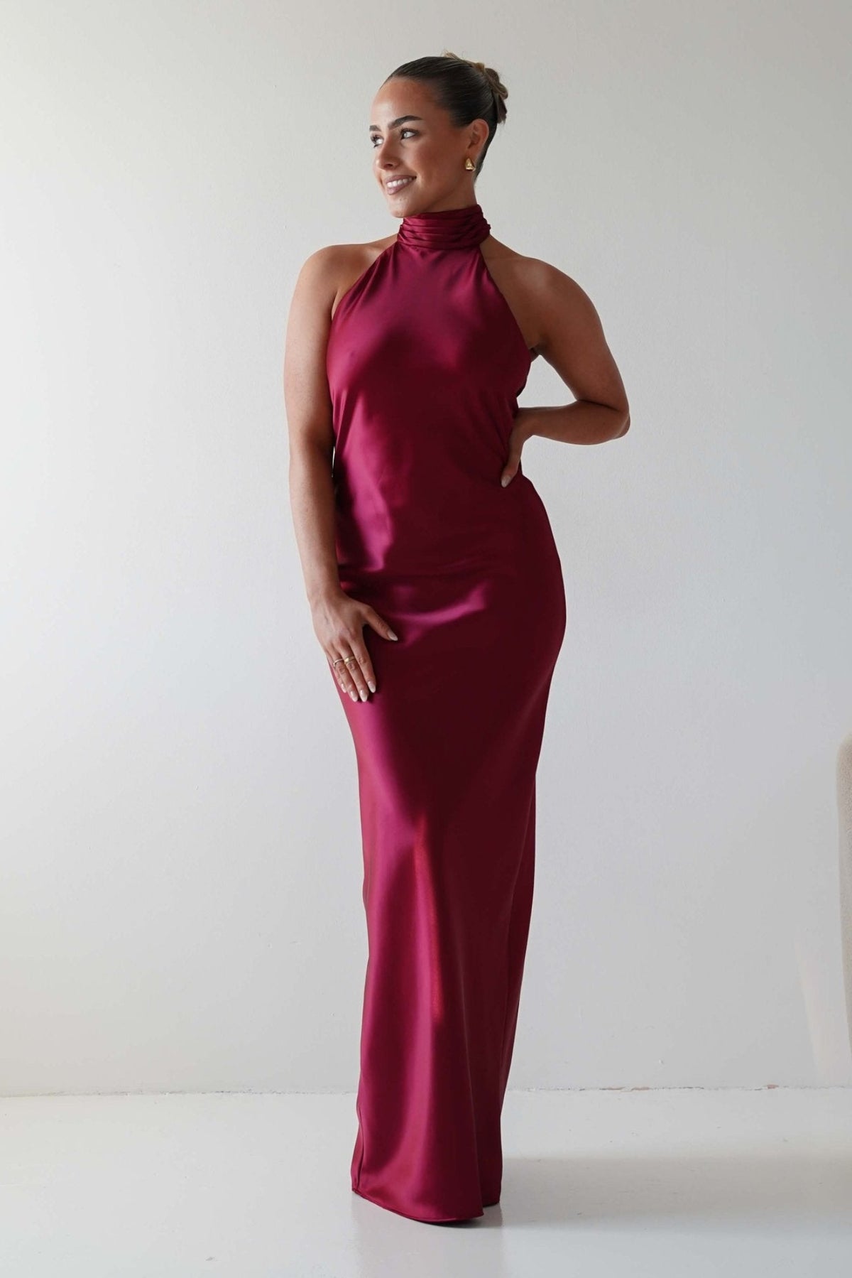 Oh Hello Clothing Dresses 1*DONE - LALAVON- ILD6608- HALTER NECK RED SILK DRESS