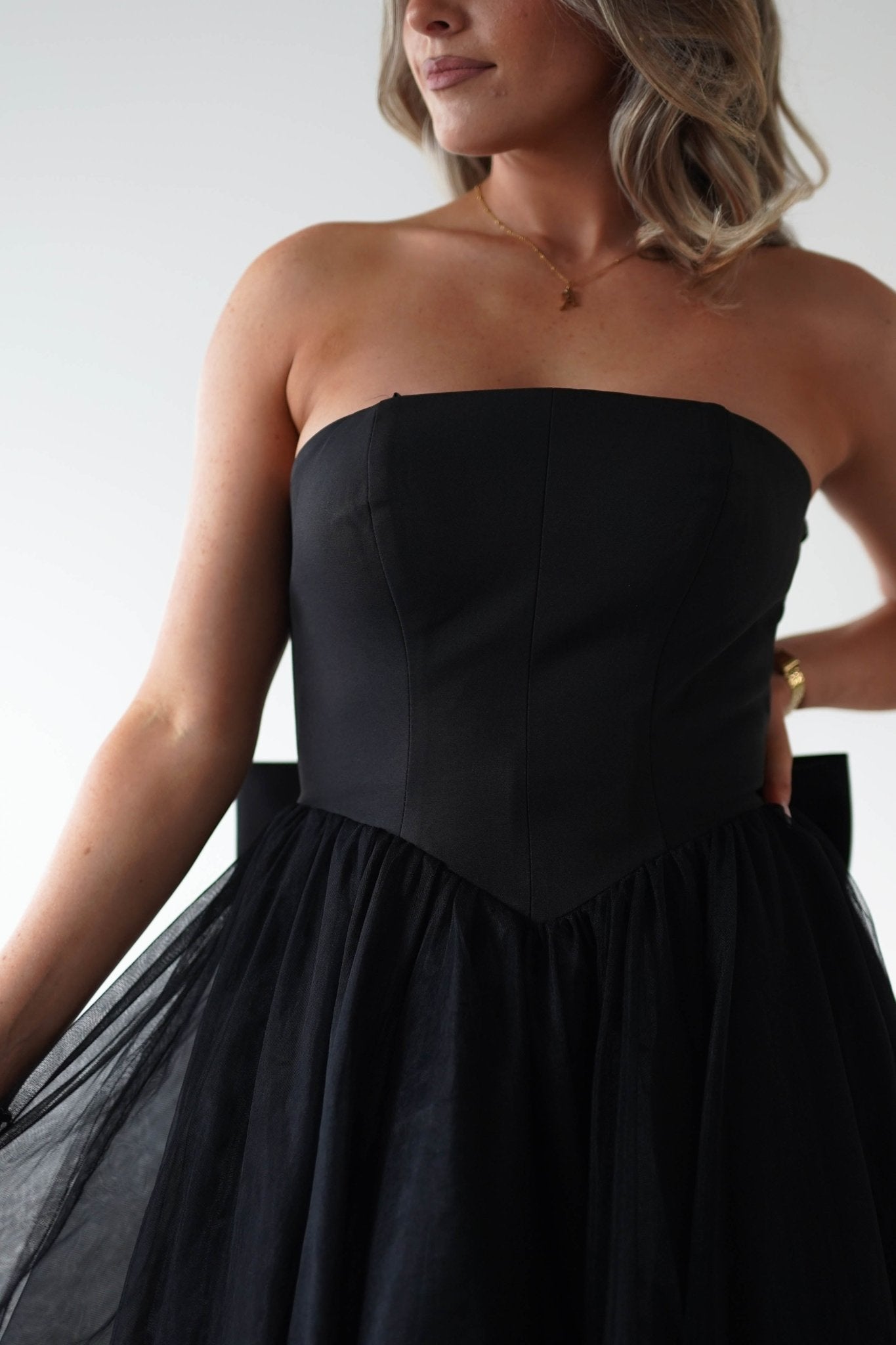Jasalina Tulle Gown With Bow | Black | Oh Hello Clothing | XS (6)