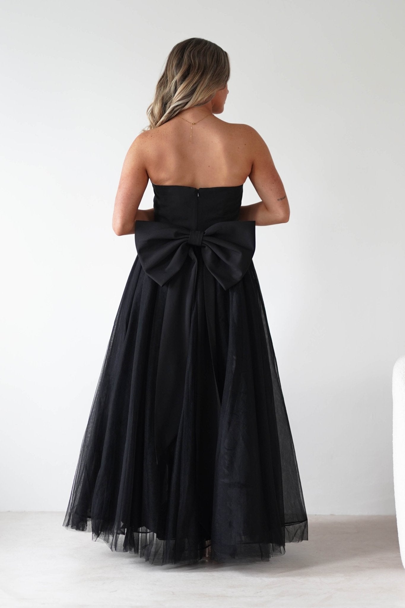 Jasalina Tulle Gown With Bow | Black | Oh Hello Clothing | XS (6)