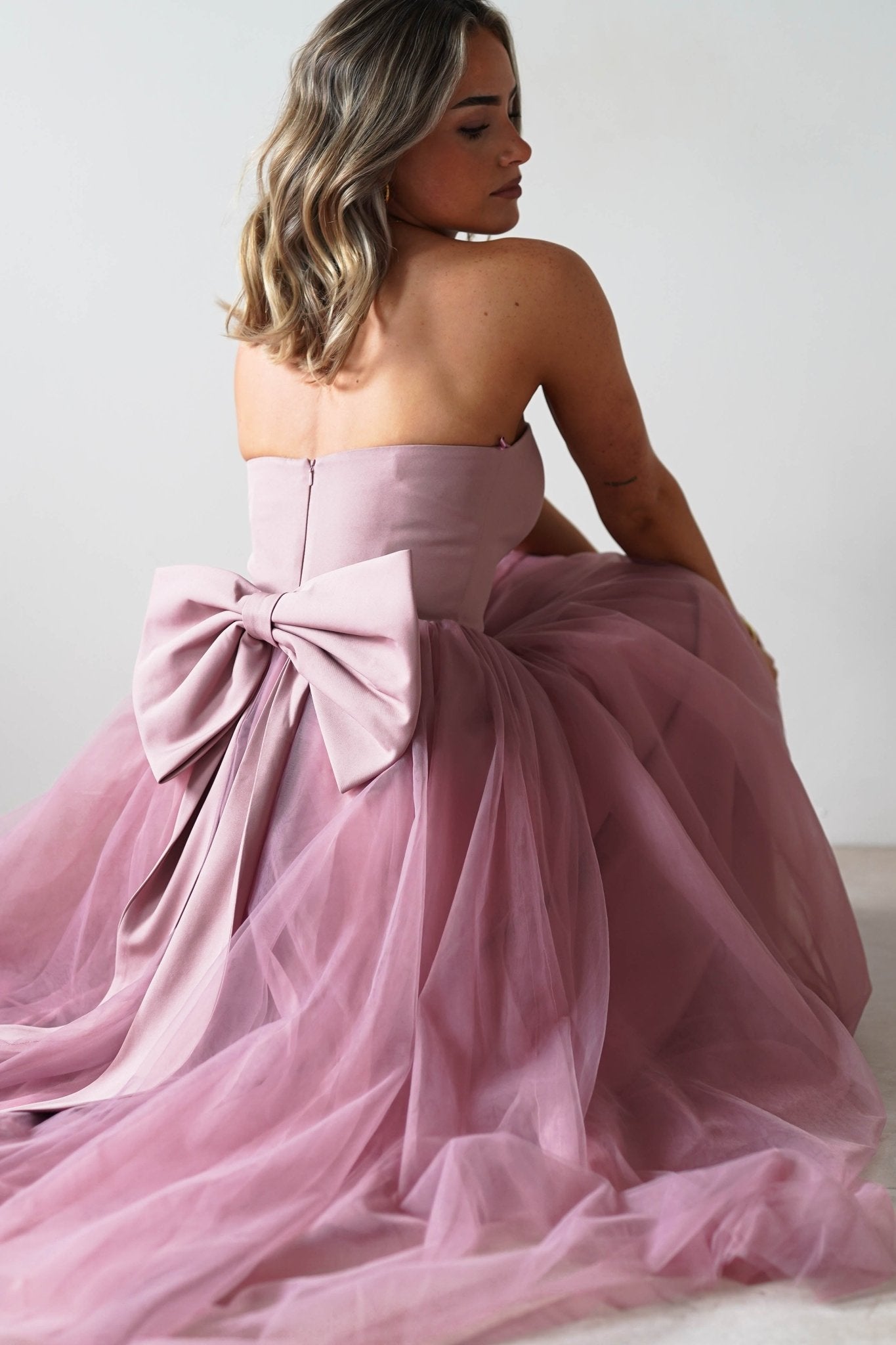 Jasalina Tulle Gown With Bow | Blush Pink | Oh Hello Clothing | XS (6)