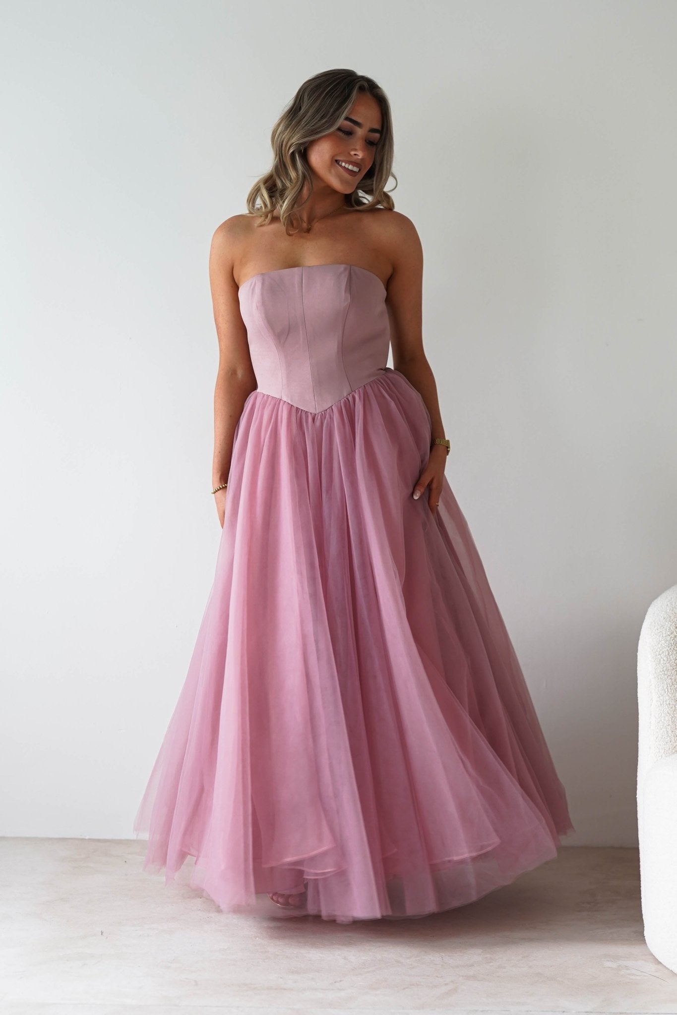 Jasalina Tulle Gown With Bow | Blush Pink | Oh Hello Clothing | XS (6)