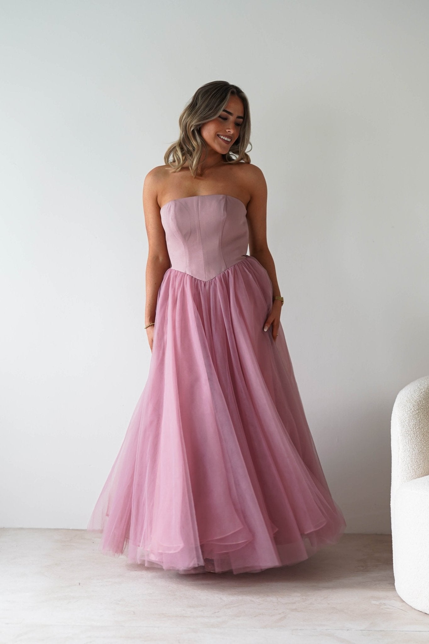Jasalina Tulle Gown With Bow | Blush Pink | Oh Hello Clothing | XS (6)