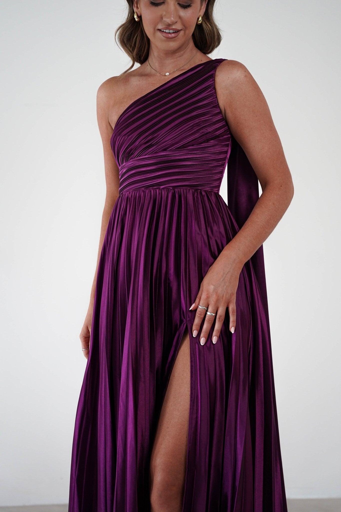 Jianna Peated Maxi Dress | Plum | Oh Hello Clothing | S (8)