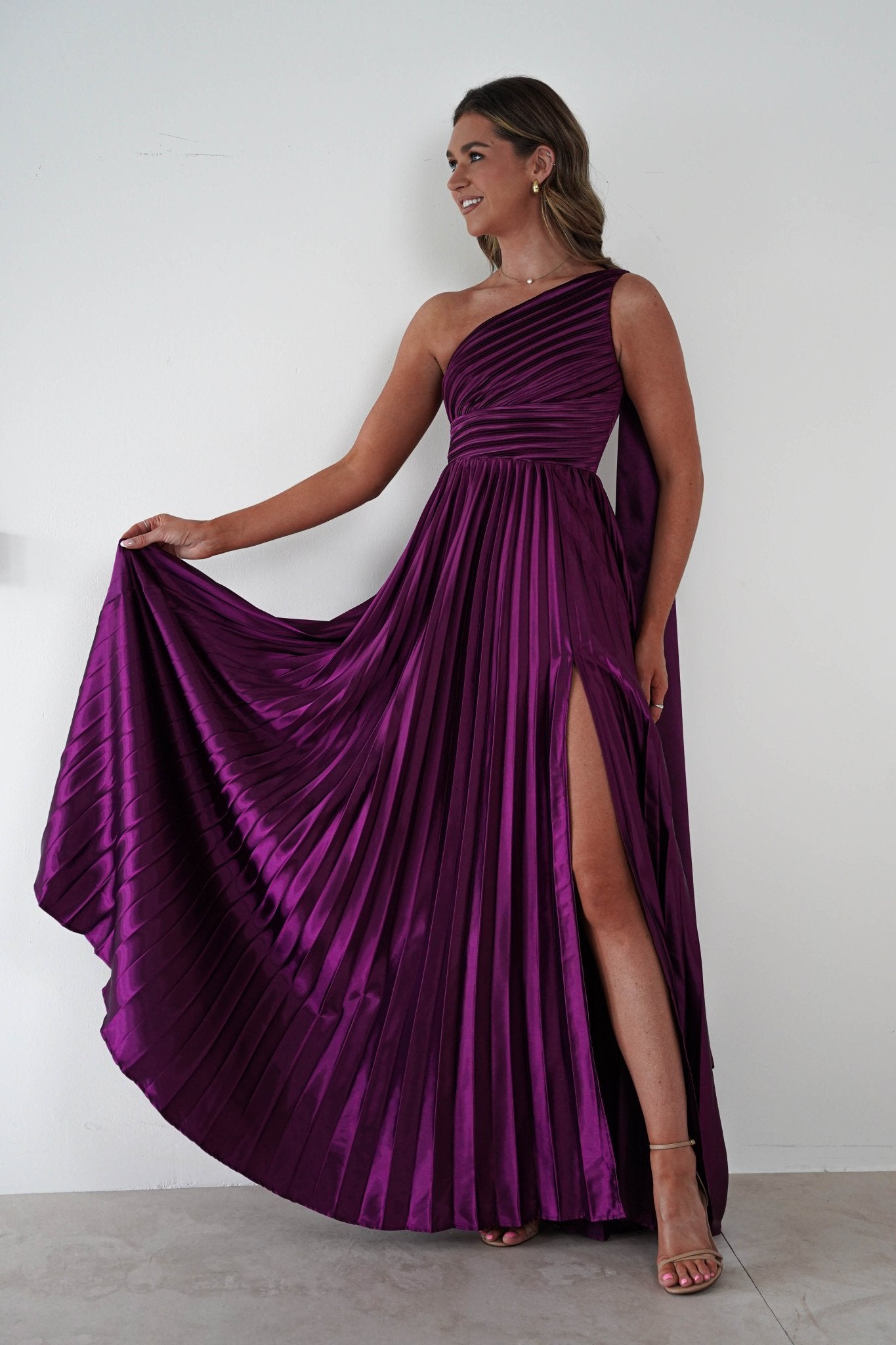Jianna Peated Maxi Dress | Plum | Oh Hello Clothing | S (8)