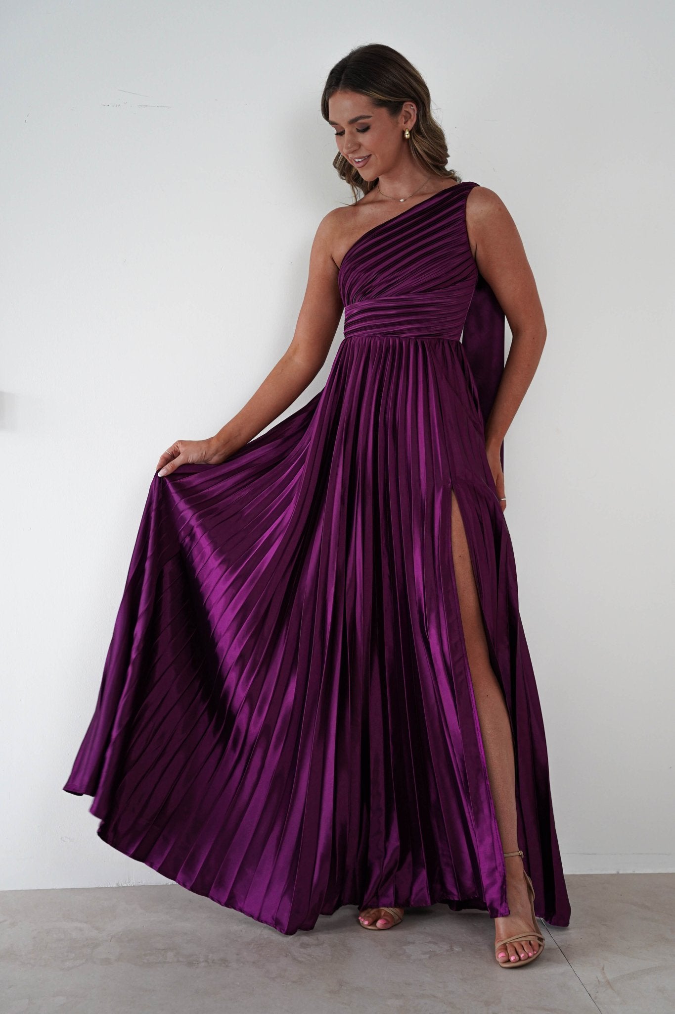 Jianna Peated Maxi Dress | Plum | Oh Hello Clothing | S (8)