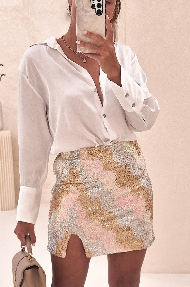 Silver gold sequin outlet skirt