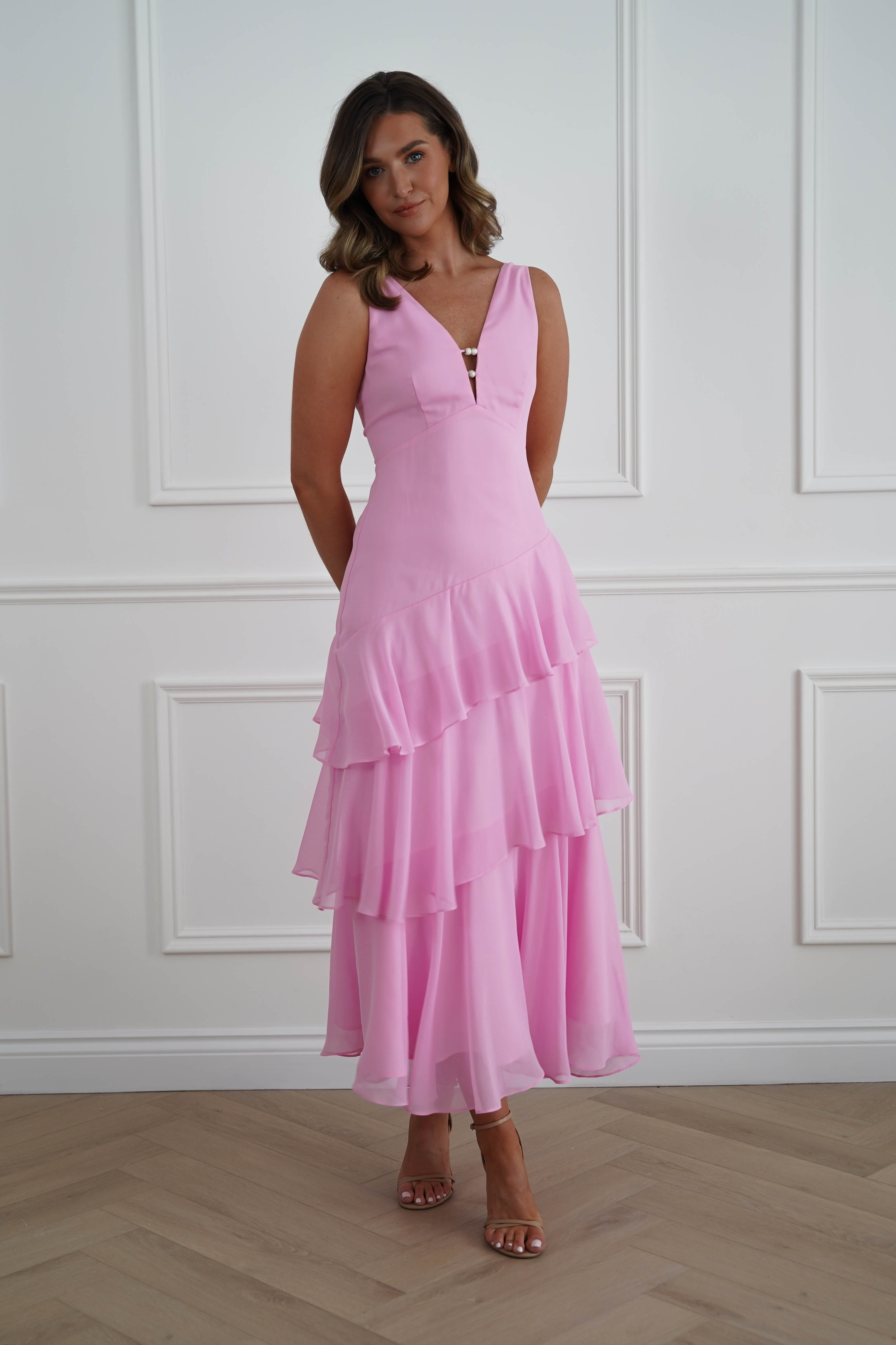 Oh Hello Clothing Women > Clothing > Dresses Karey Tiered Maxi Dress | Pink
