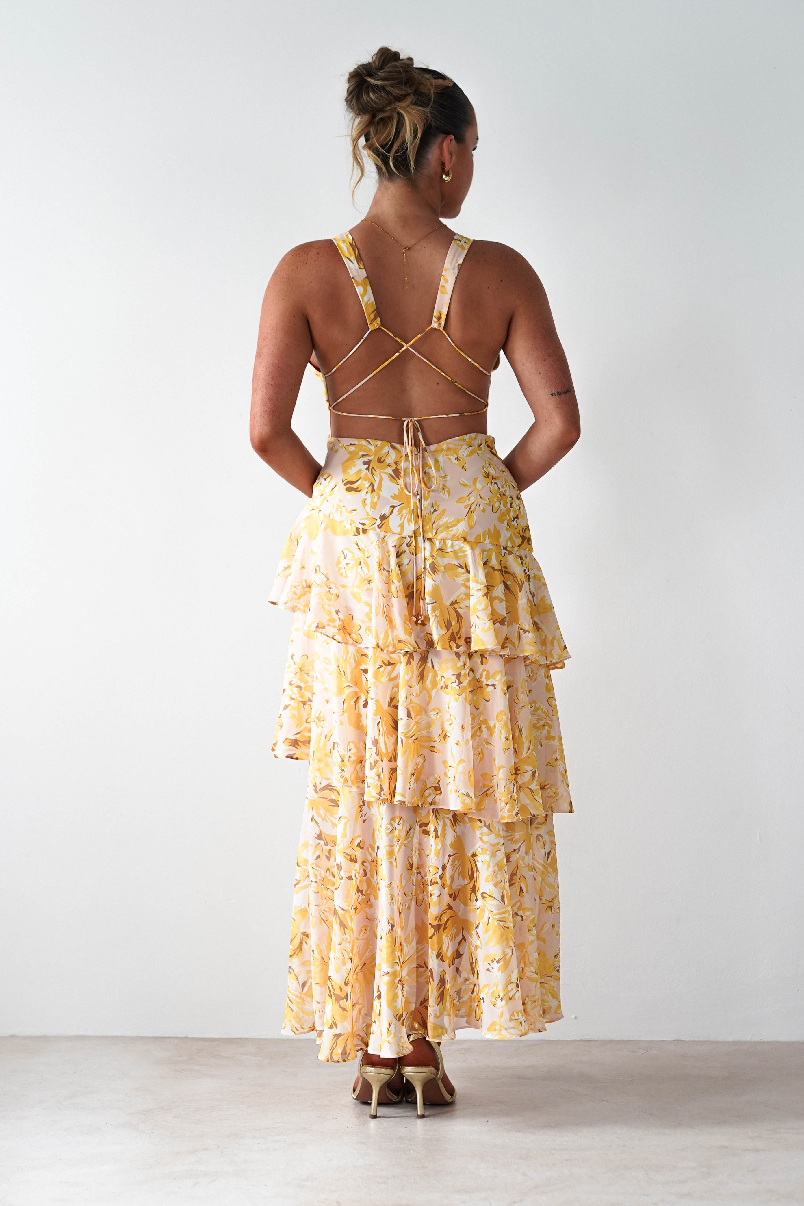 Karlie Floral Print Maxi Dress | Yellow | Oh Hello Clothing | XS (6)