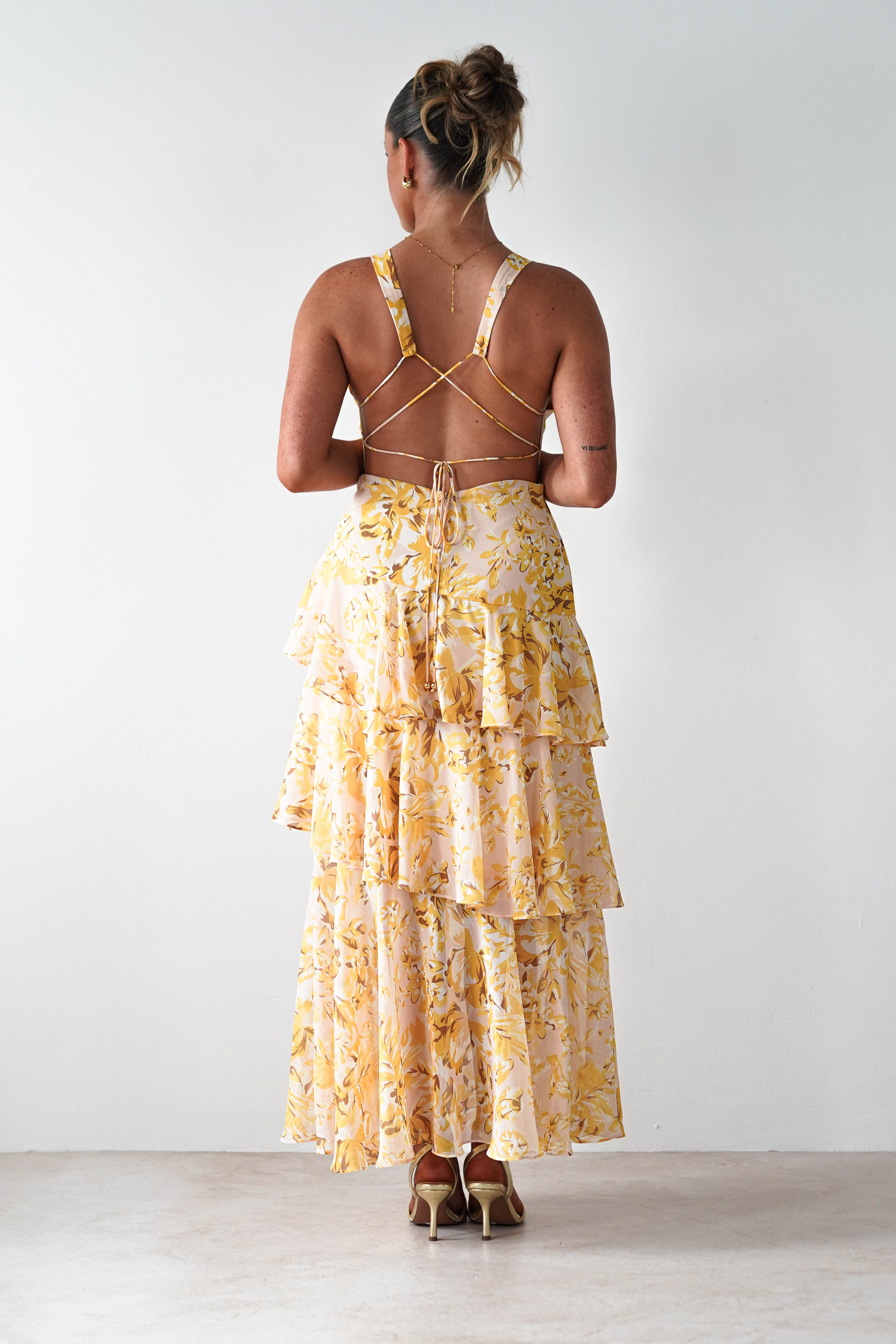 Karlie Floral Print Maxi Dress Yellow | Wedding Guest Dress | Maxi | Oh Hello Clothing