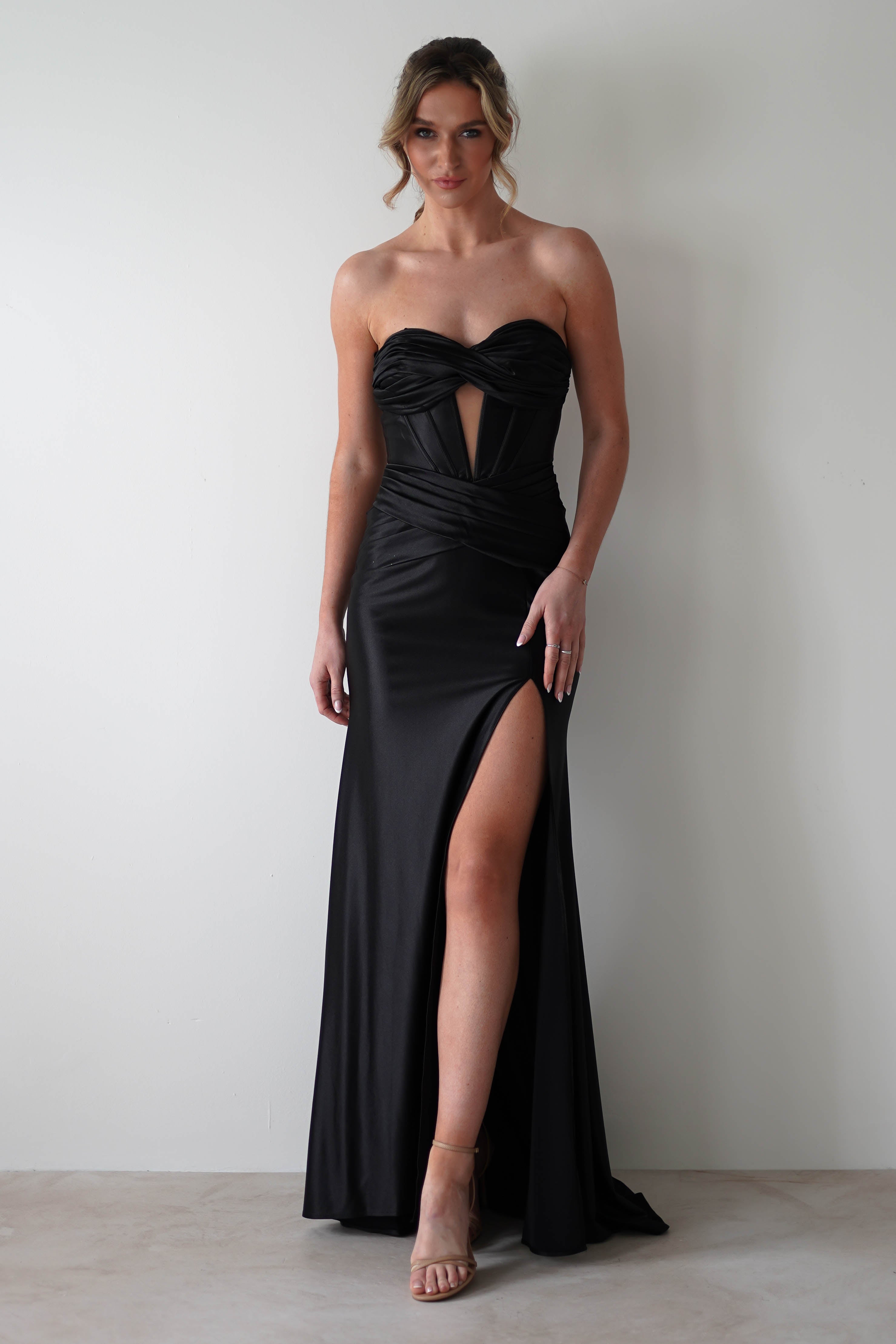 Karra Bodycon Strapless Gown | Black | Oh Hello Clothing | S (8)
