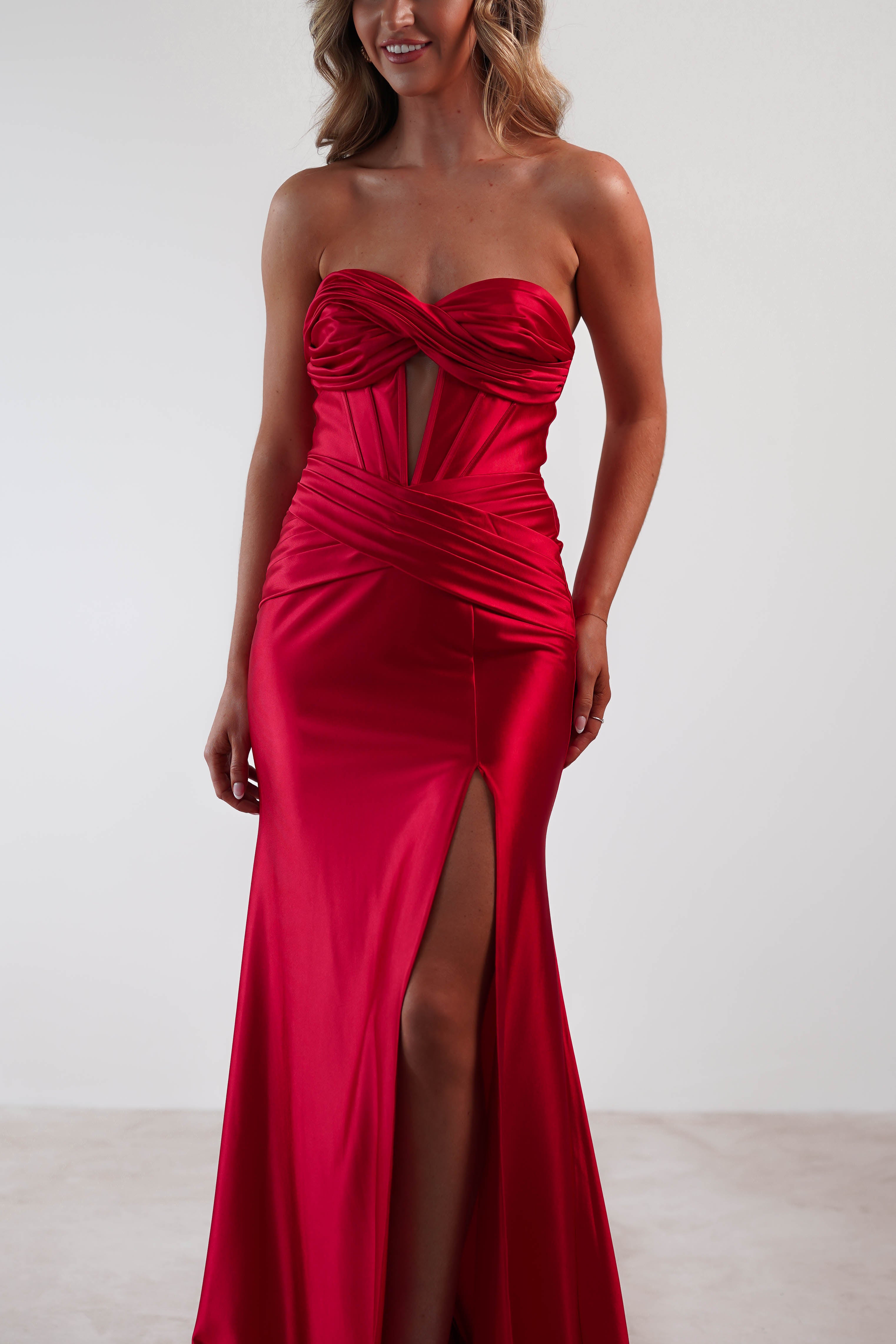 Karra Bodycon Strapless Gown | Red | Oh Hello Clothing | S (8)