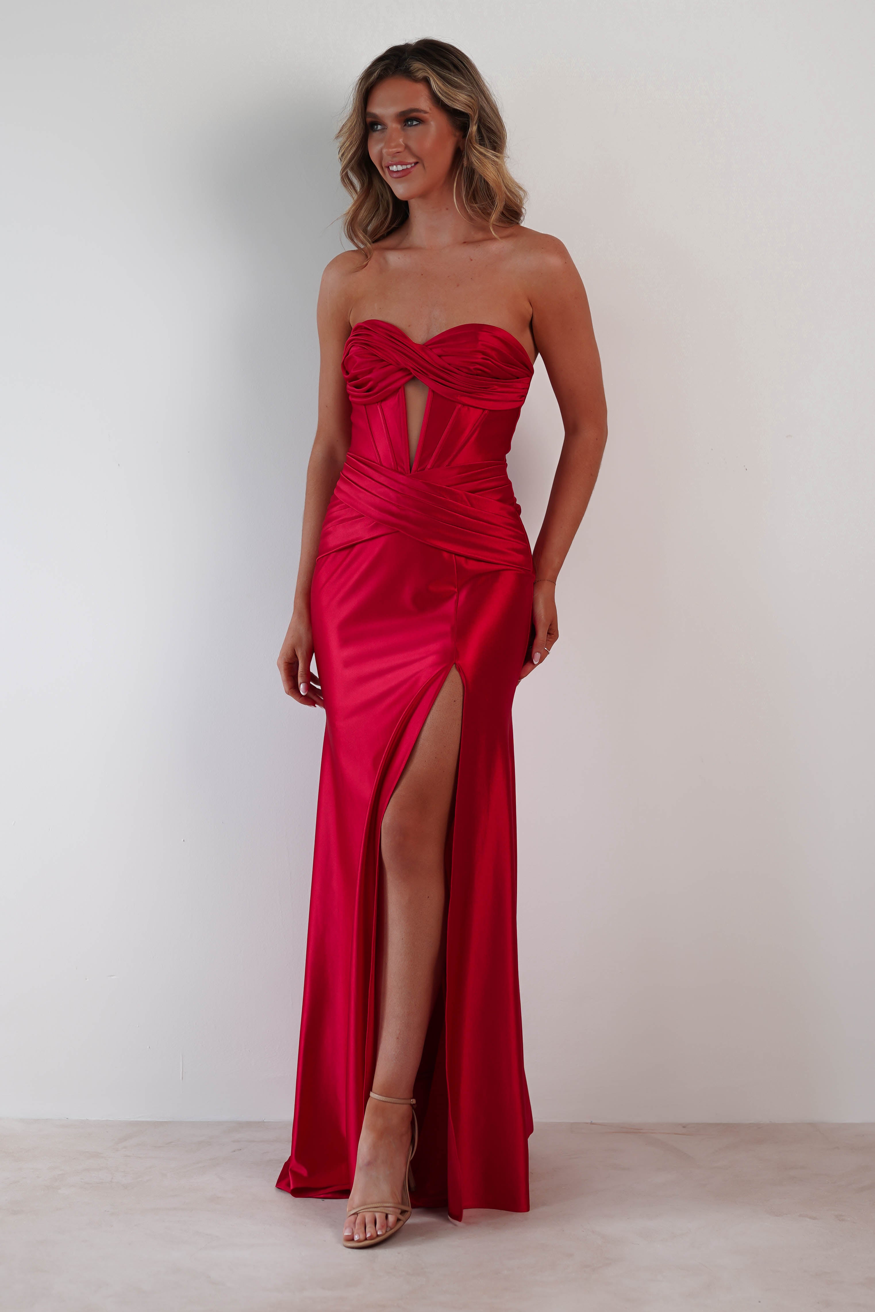 Karra Bodycon Strapless Gown | Red - Oh Hello Clothing