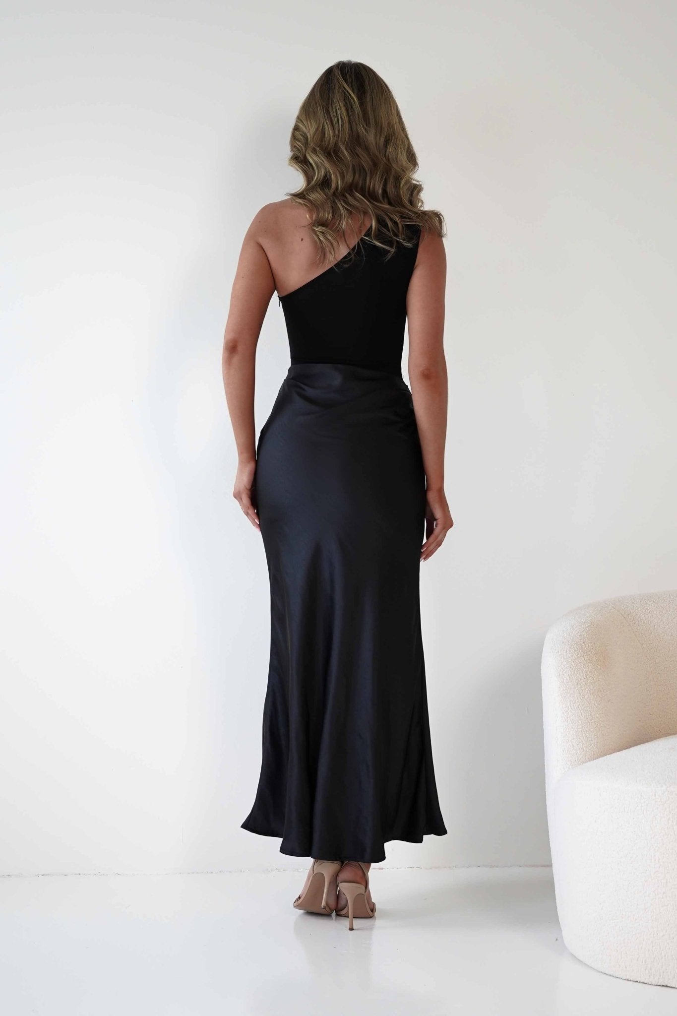 Kashia Draped Satin Maxi Dress | Black | Oh Hello Clothing | XS (6)