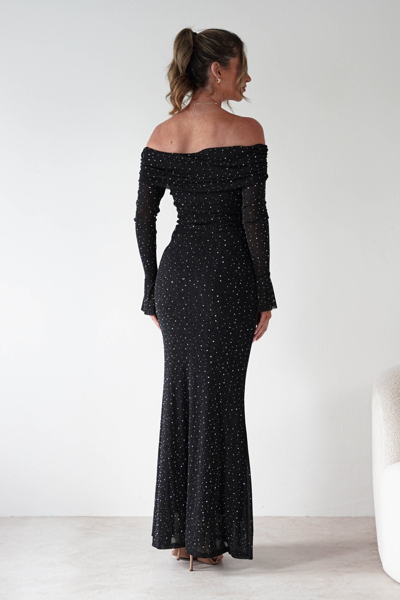 Katalina Sparkling Rhinestone Maxi Dress | Black | Oh Hello Clothing | S (8)