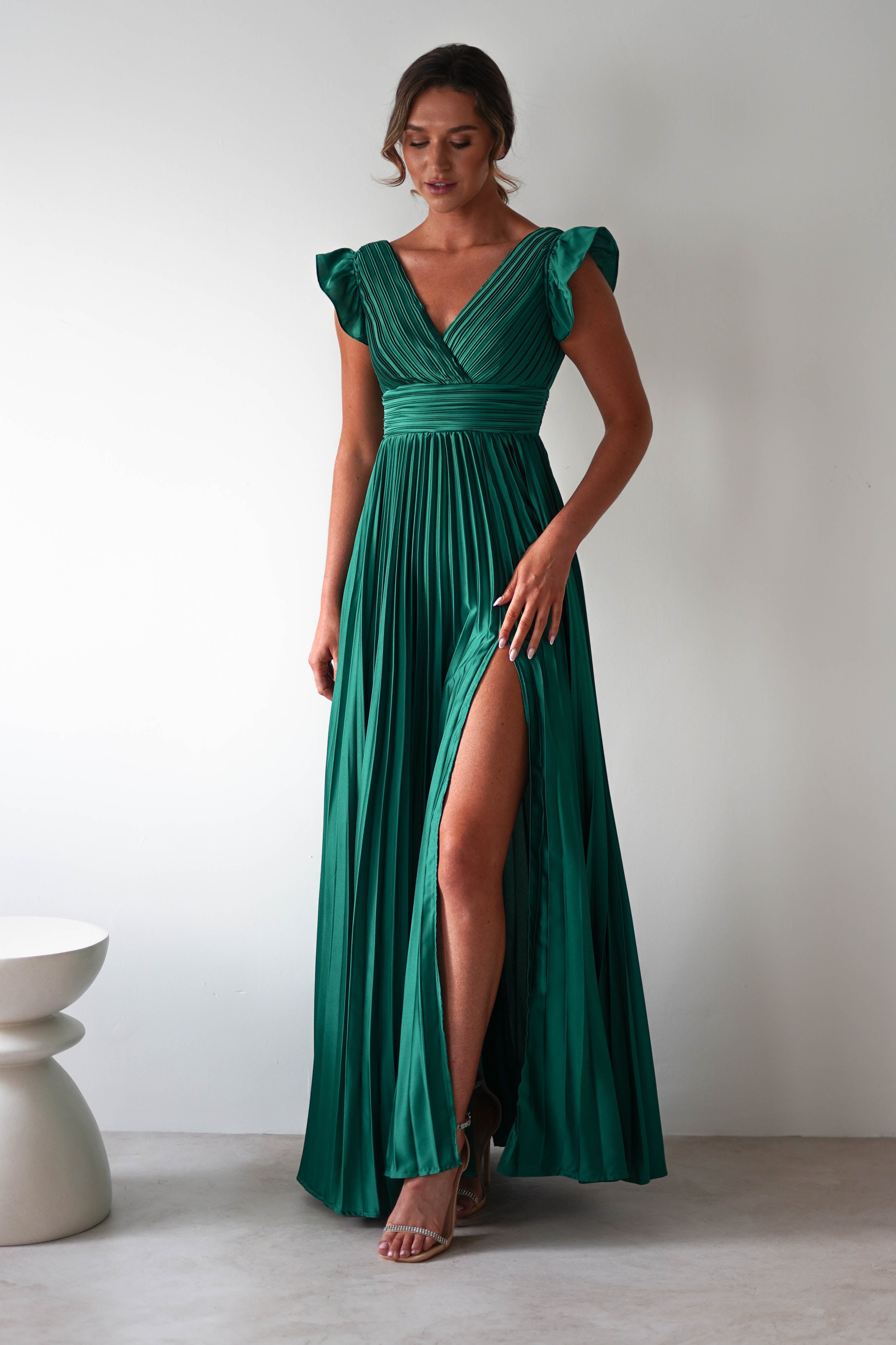 Katarina Pleated Maxi Dress | Green