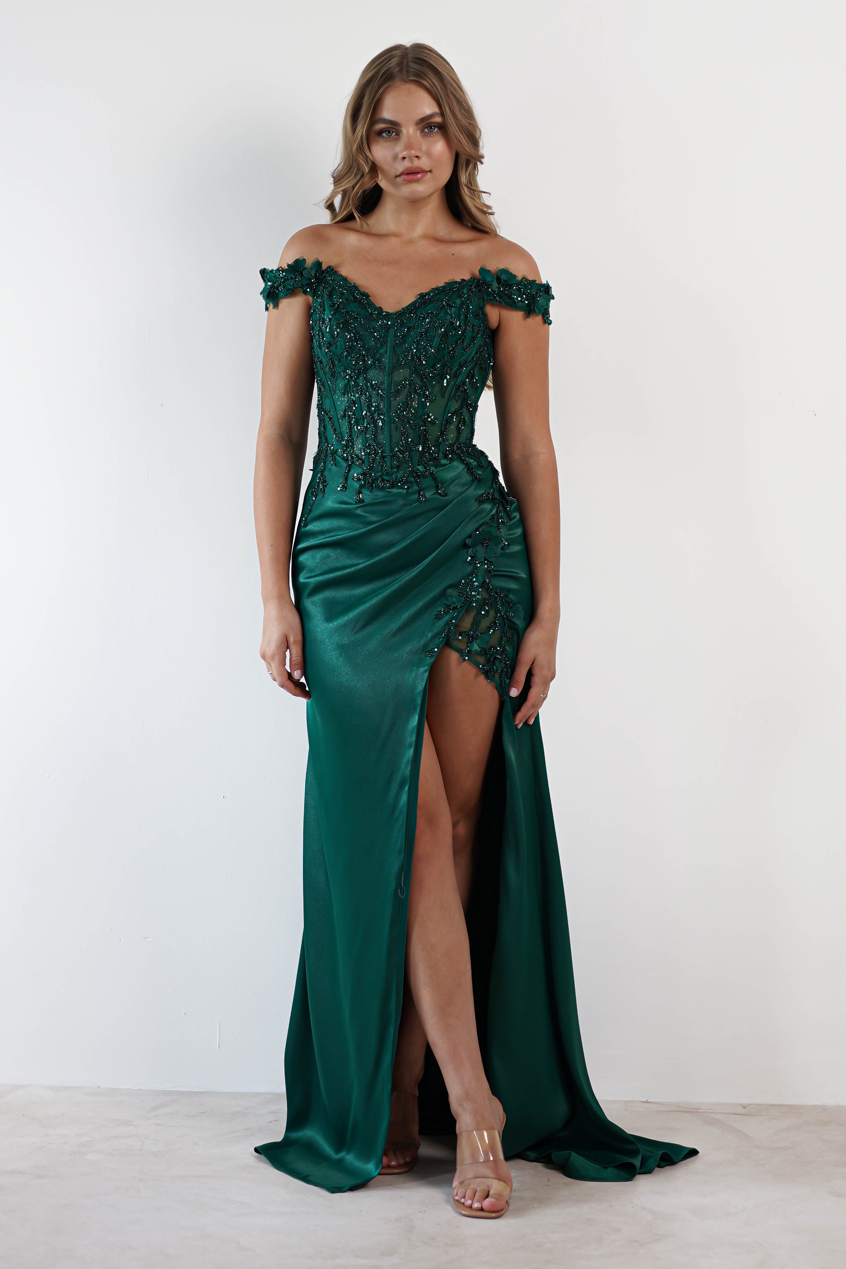 Khacy Embellished Gown | Emerald | Oh Hello Clothing | XS (6)