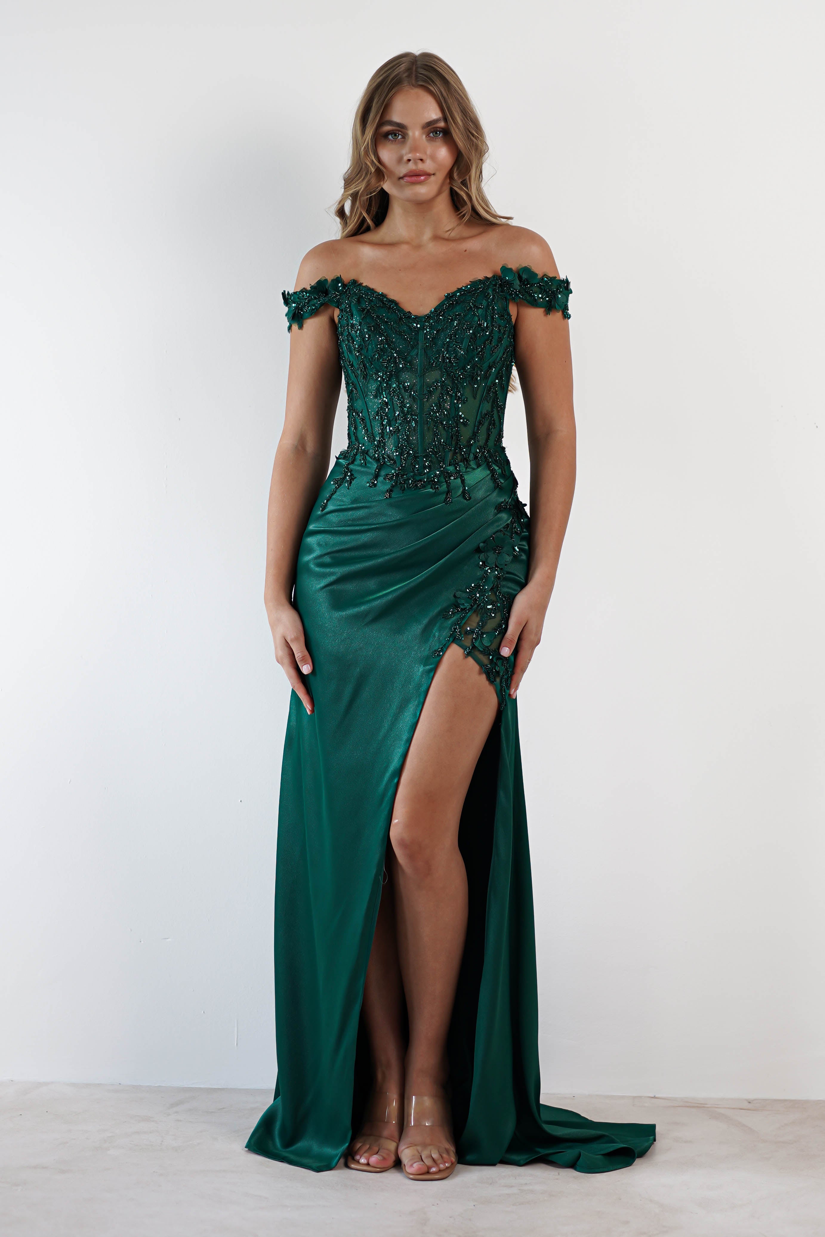 Khacy Embellished Gown | Emerald | Oh Hello Clothing | XS (6)