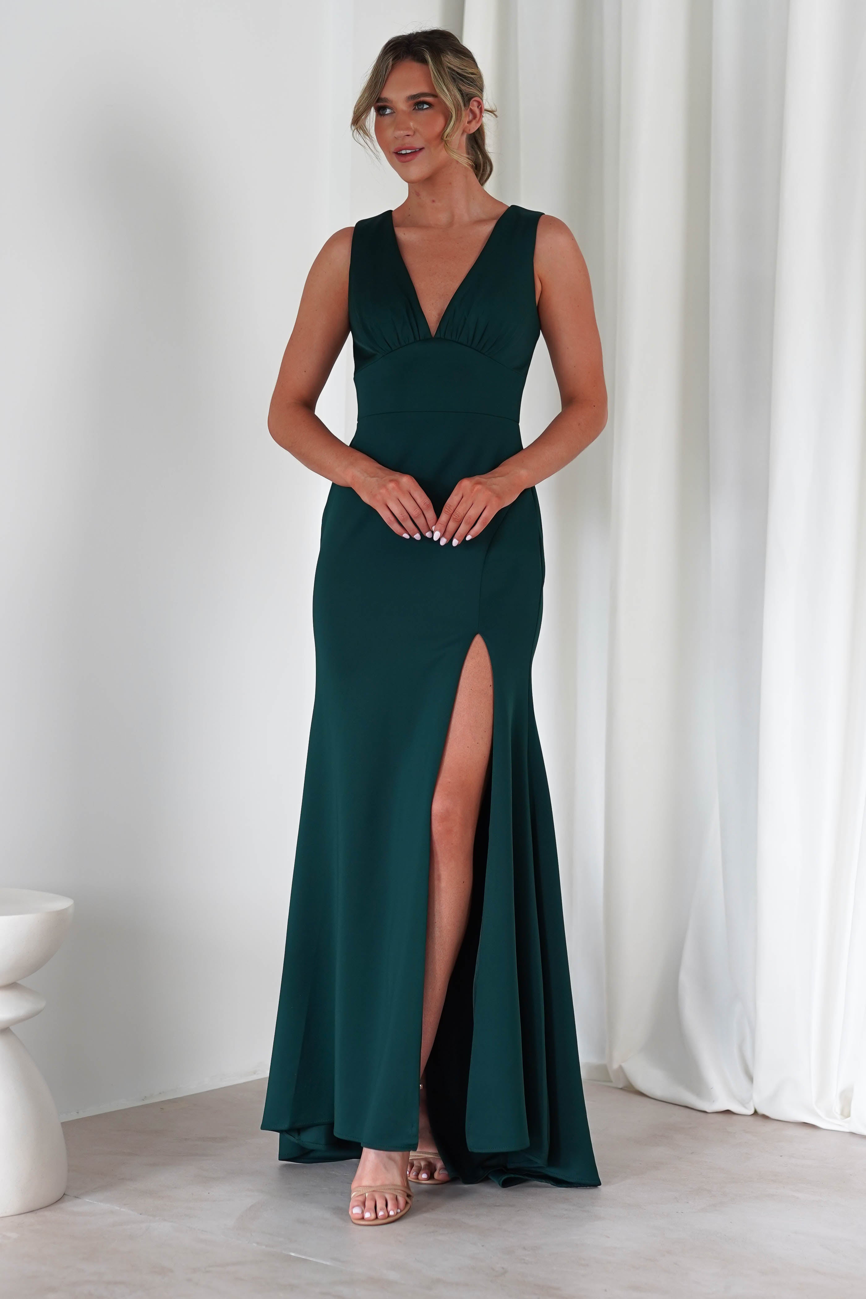 Kleo Bodycon Gown | Dark Green | Oh Hello Clothing | S (8)