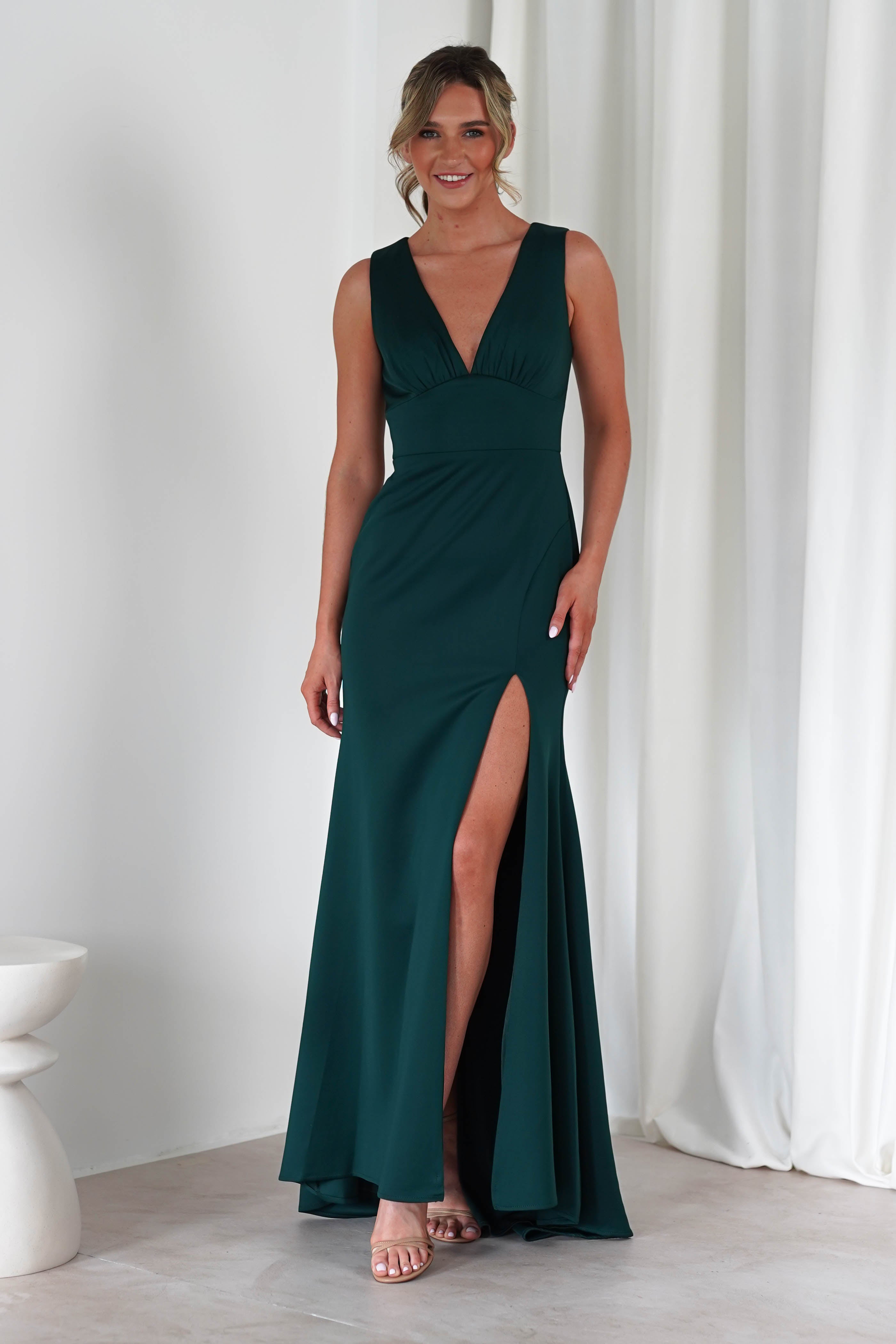 Kleo Bodycon Gown | Dark Green | Oh Hello Clothing | S (8)